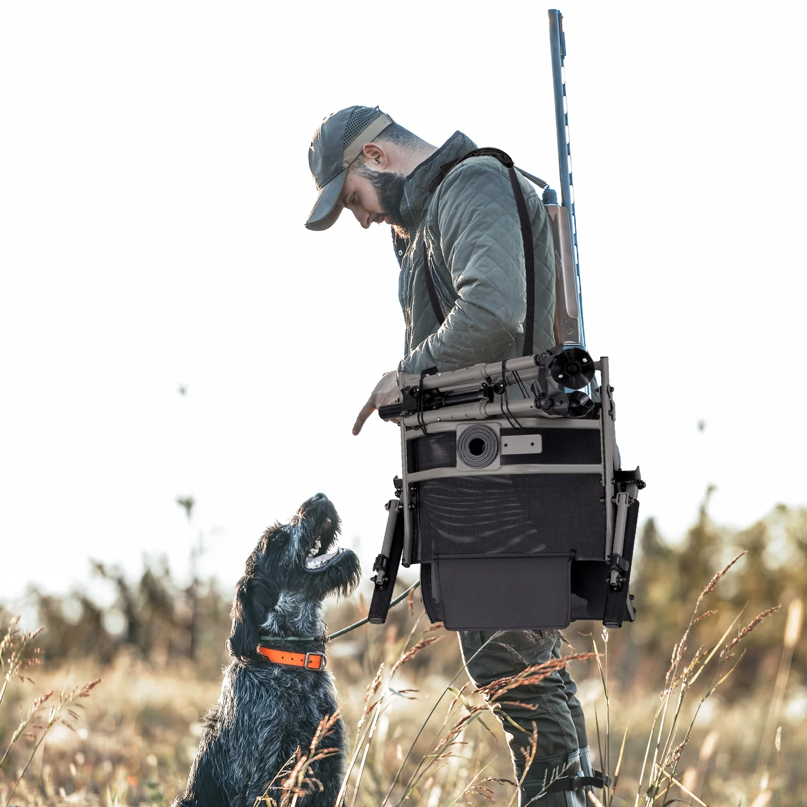 360° Swivel Portable Hunting Chair with Adjustable Legs and Armrests, Black - Image 3