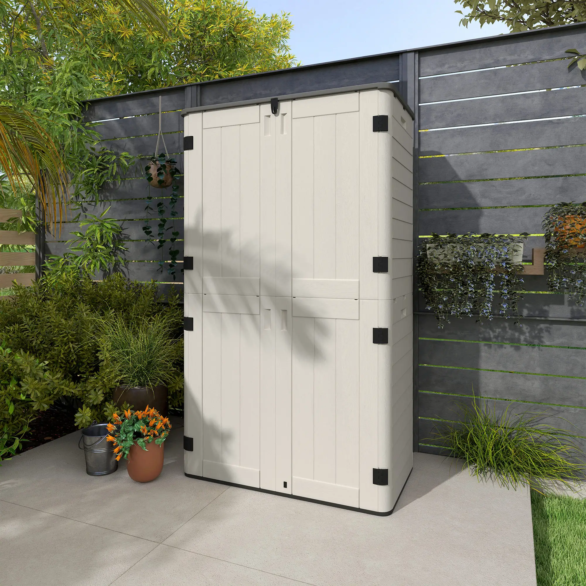 368 Gallon Outdoor Storage Cabinet, Openable Top, Lockable Doors - Image 7