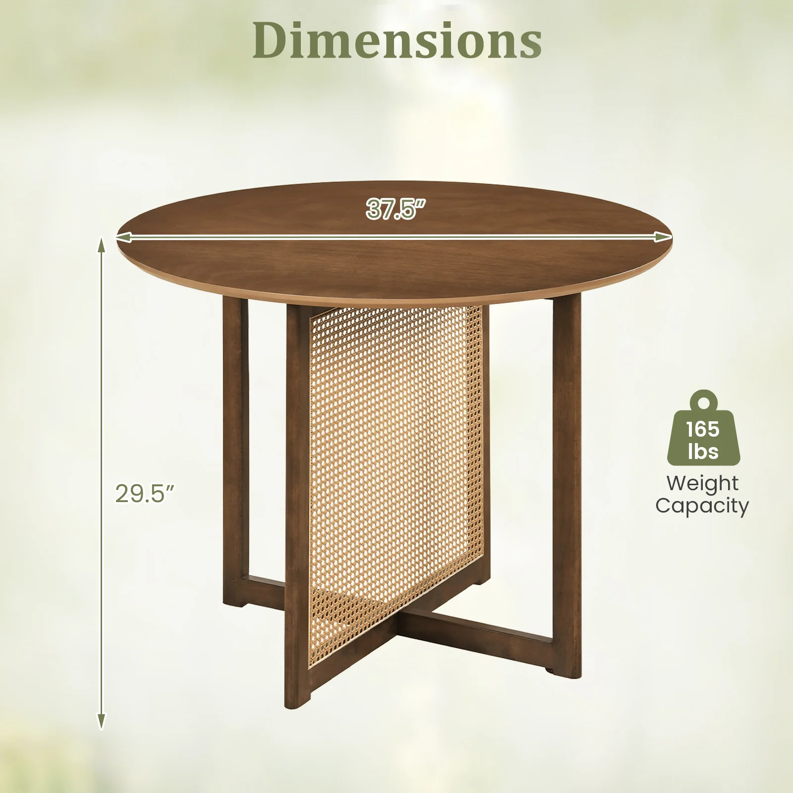37.5 Inch Round Dining Table, Cross Pedestal Base, Walnut - Image 5