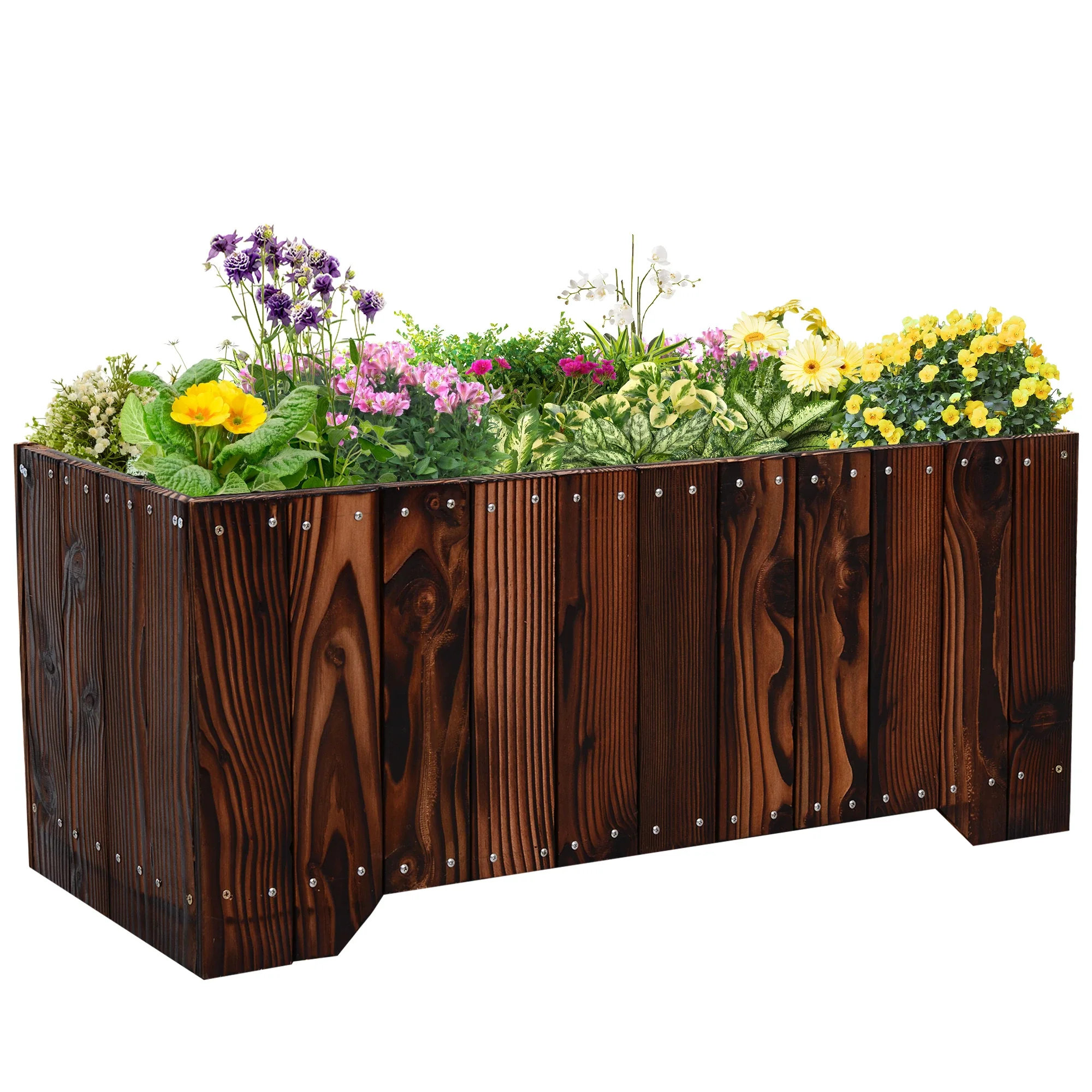 37.5"x15"x15.75" Raised Garden Bed, Wooden Planter for Outdoor Plants