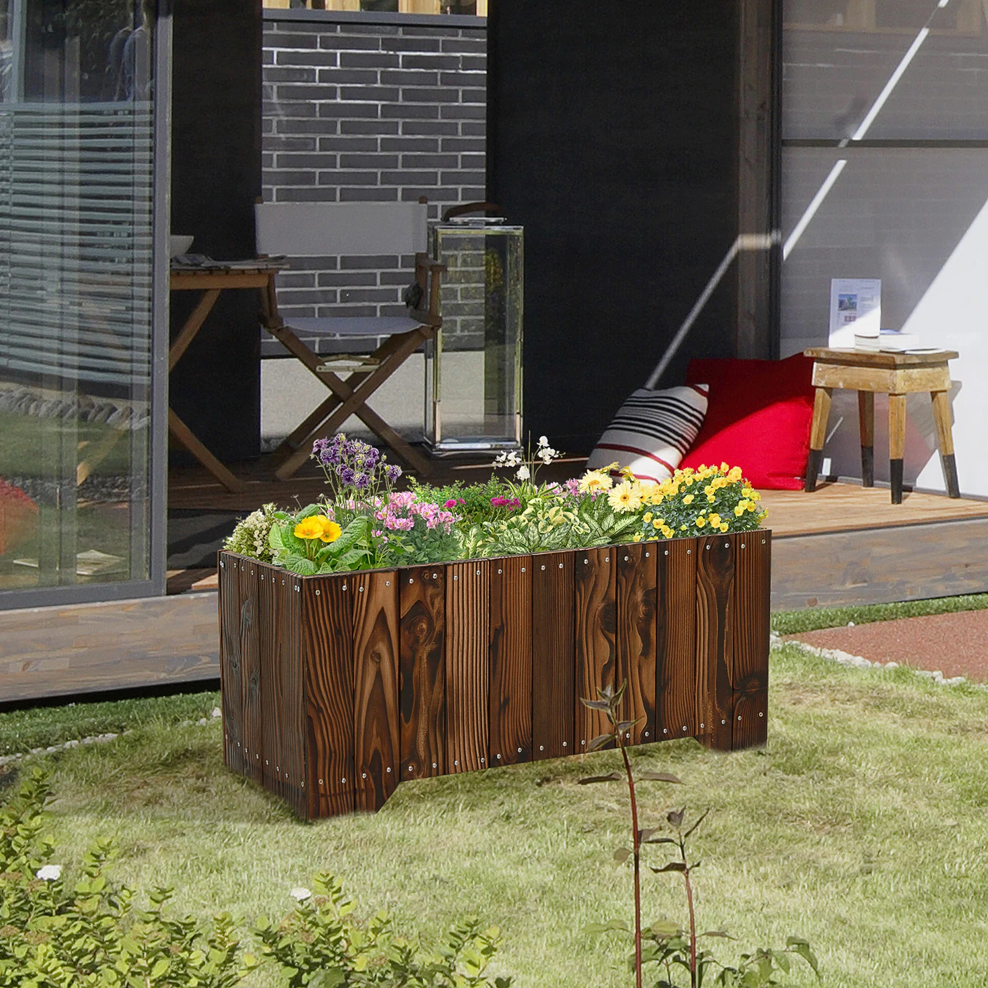 37.5"x15"x15.75" Raised Garden Bed, Wooden Planter for Outdoor Plants - Image 2
