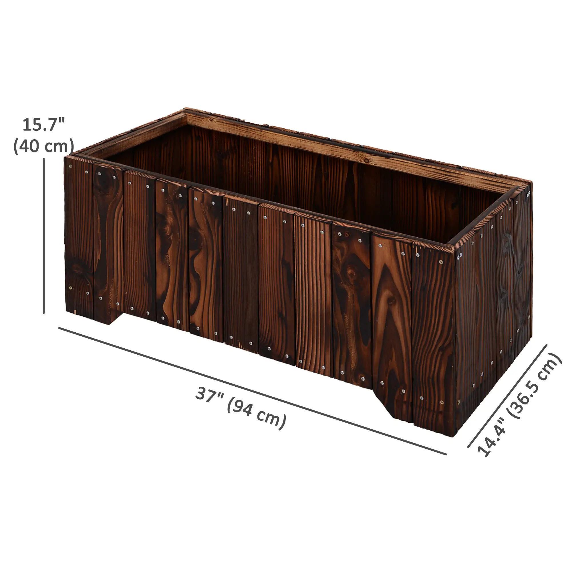 37.5"x15"x15.75" Raised Garden Bed, Wooden Planter for Outdoor Plants - Image 3
