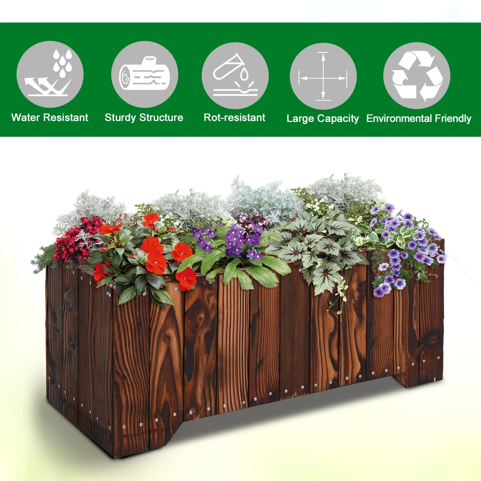 37.5"x15"x15.75" Raised Garden Bed, Wooden Planter for Outdoor Plants - Image 5