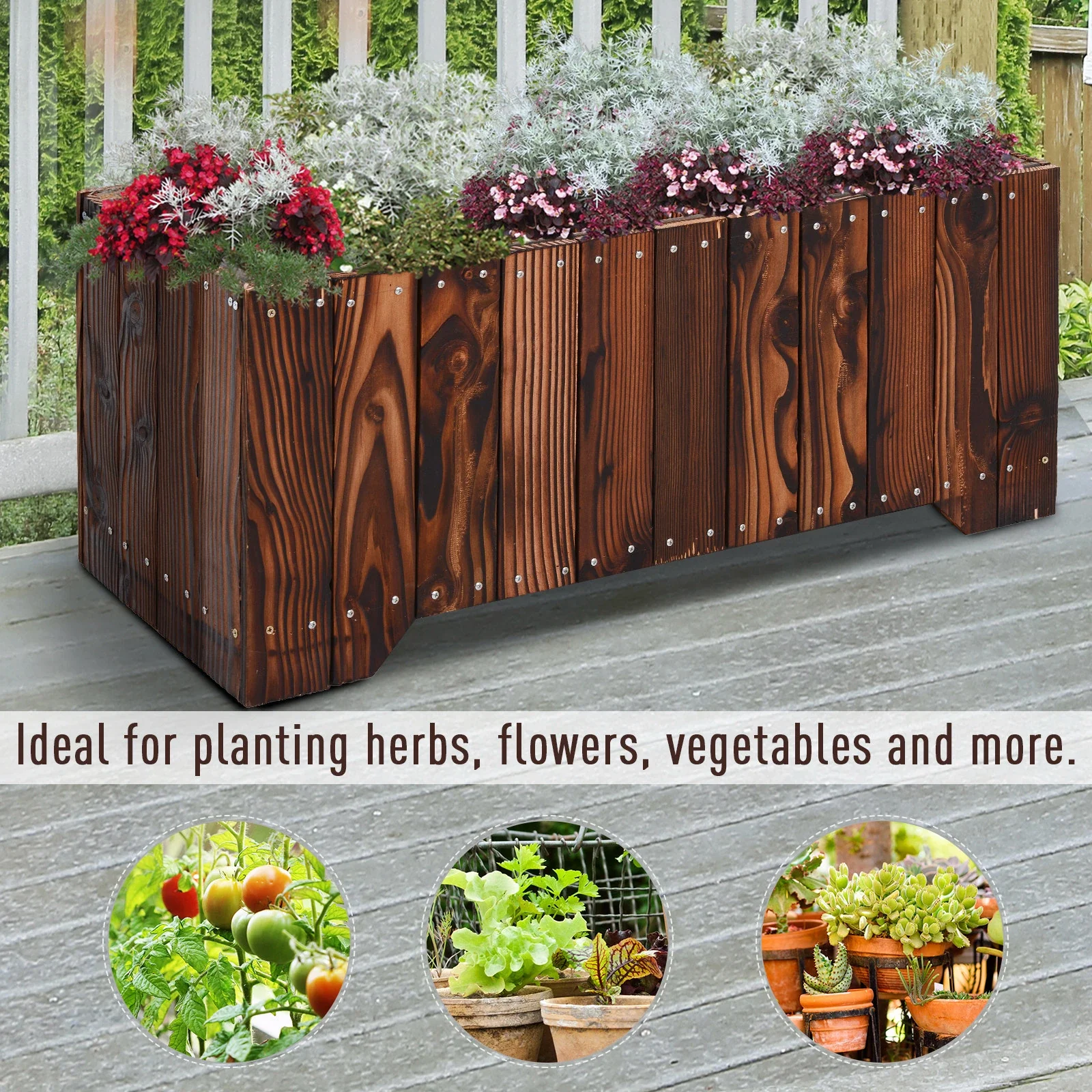 37.5"x15"x15.75" Raised Garden Bed, Wooden Planter for Outdoor Plants - Image 6