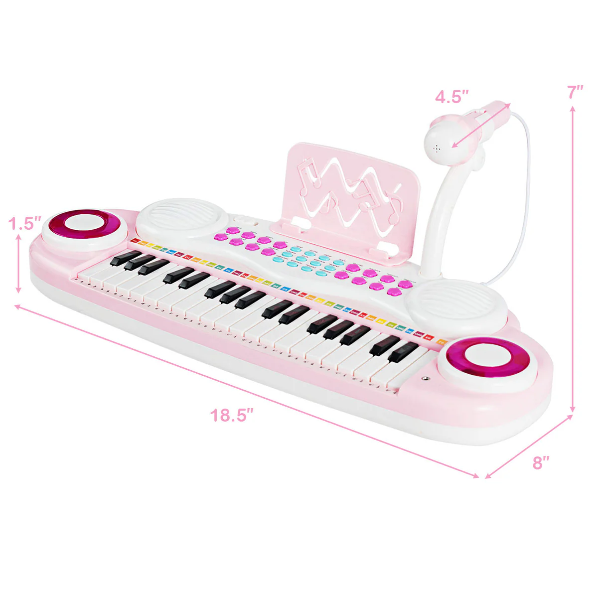 37 Electric Keyboard Piano With Microphone, Pink - Image 5