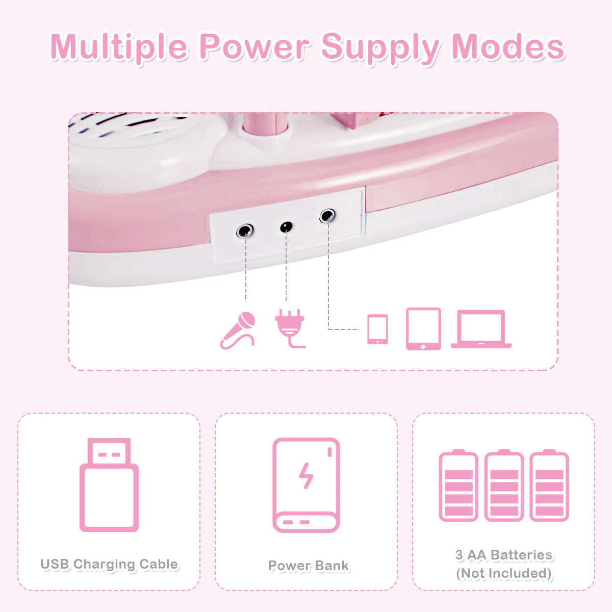 37 Electric Keyboard Piano With Microphone, Pink - Image 6
