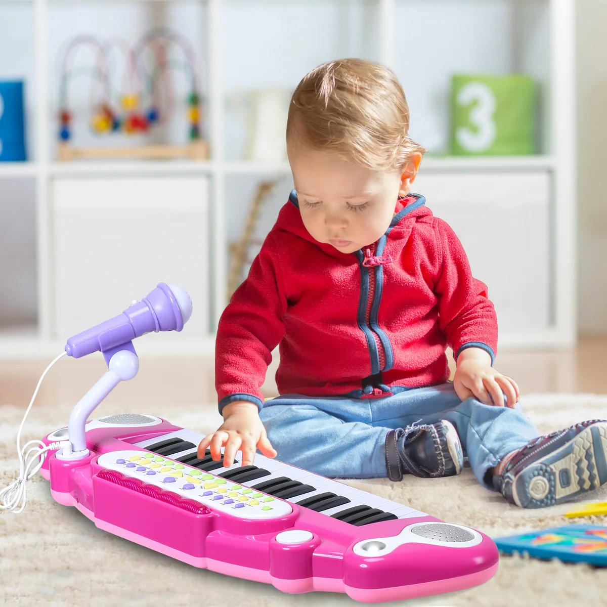37 Key Electronic Keyboard, Kids Toy Piano, Blue - Image 10