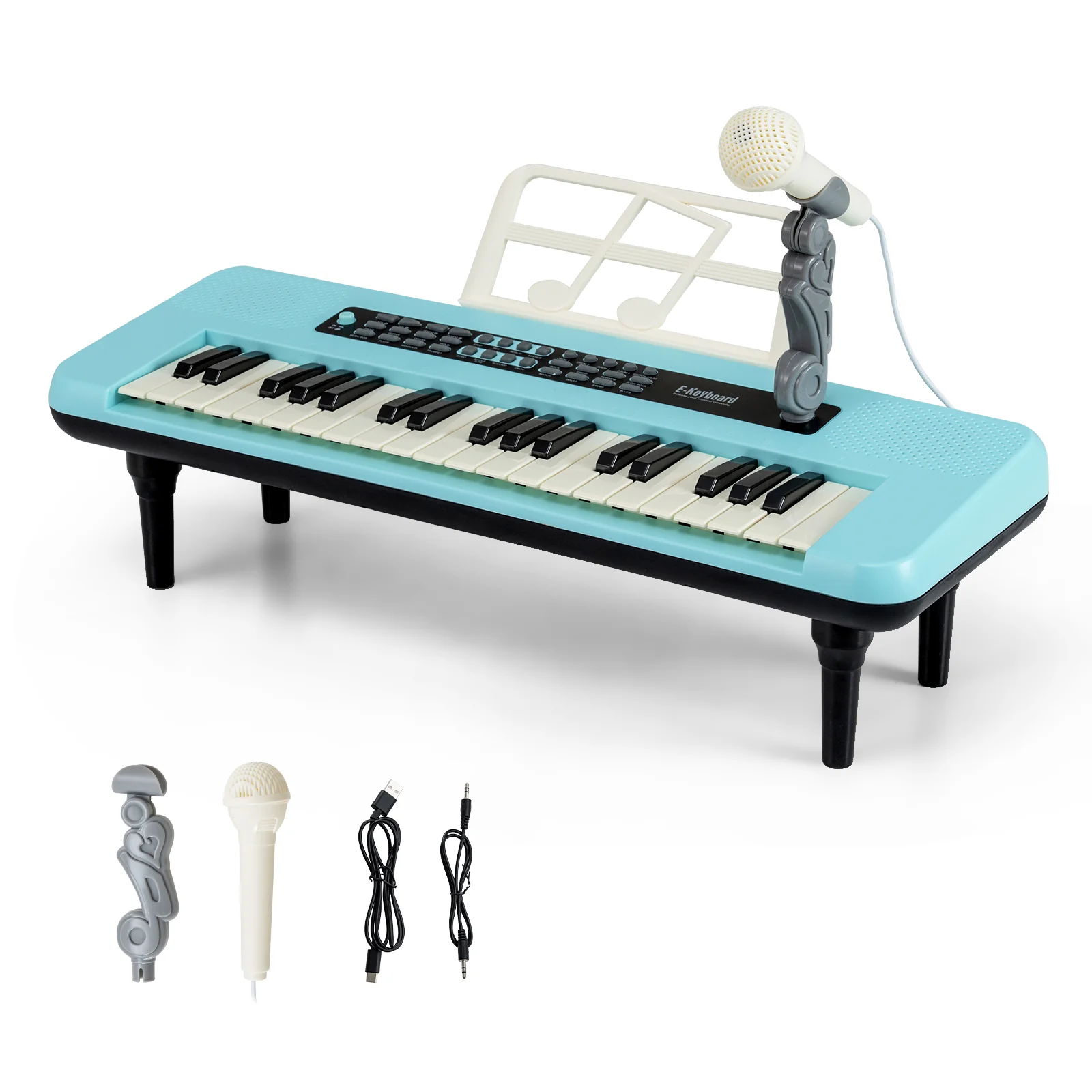 37 Keys Kids Piano Keyboard, With Microphone And Music Stand, Blue - Image 4