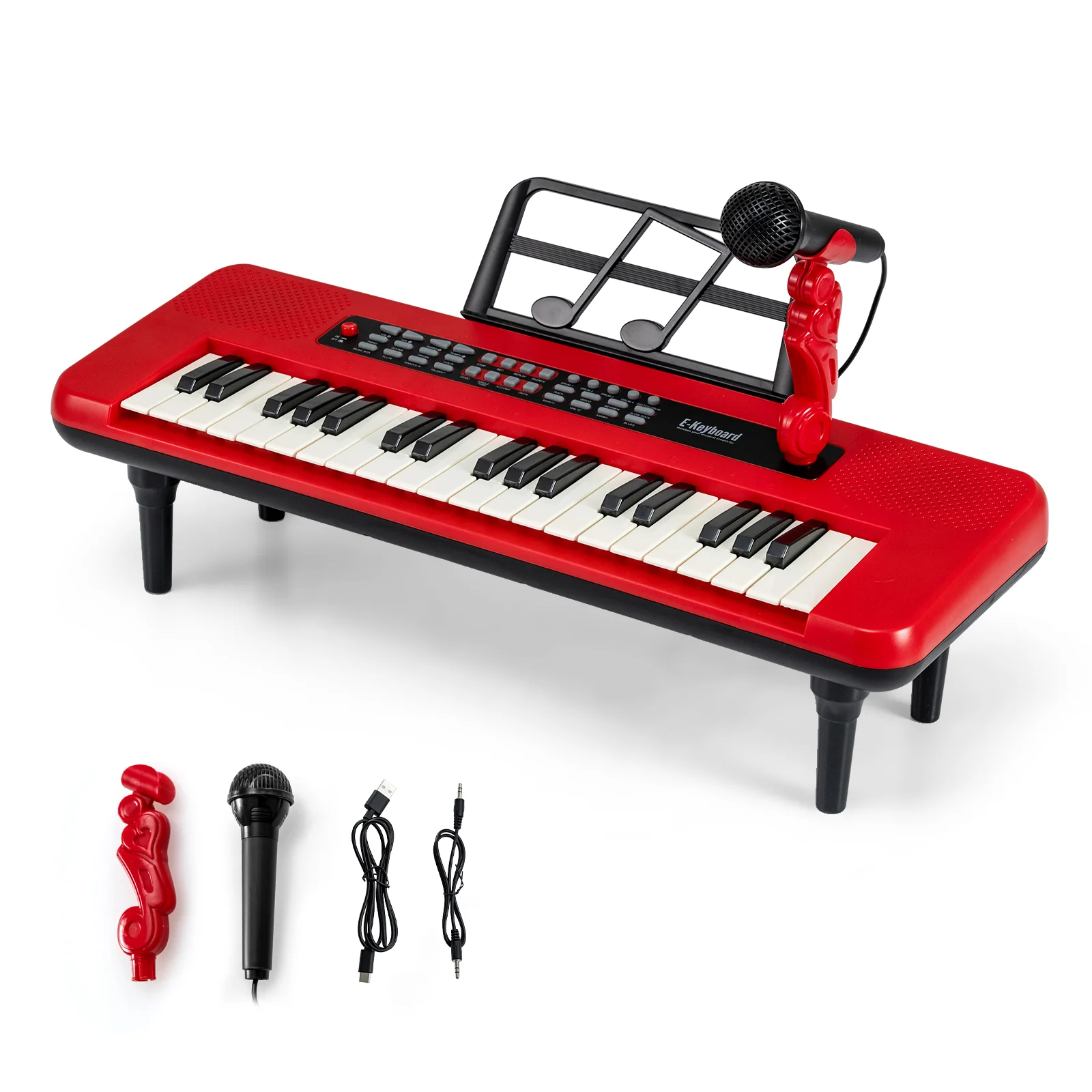 37 Keys Kids Piano Keyboard, Portable Musical Toy, Red