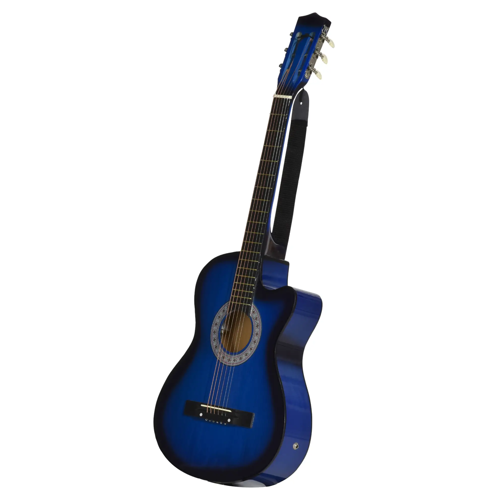 38 Inch Full Size Acoustic Electric Guitar, Gloss Finish, Blue - Image 11