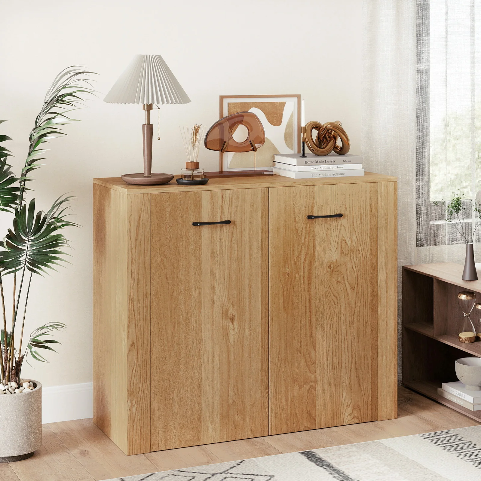 38" Modern Sideboard Cabinet With Storage, Natural - Image 2