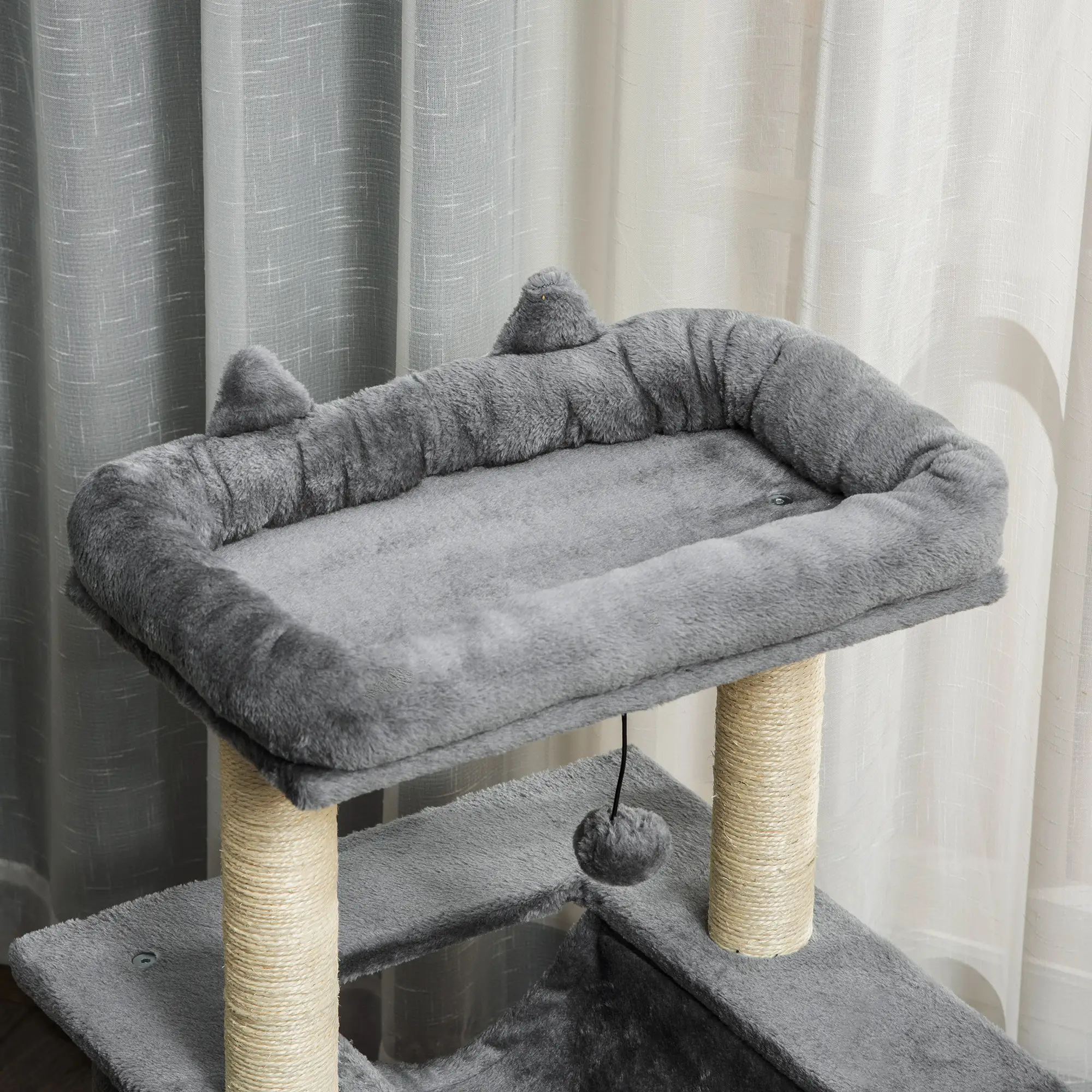 39.25'' Cat Tree Tower, Multi-Level Kitten House, Scratching Post, Gray - Image 12
