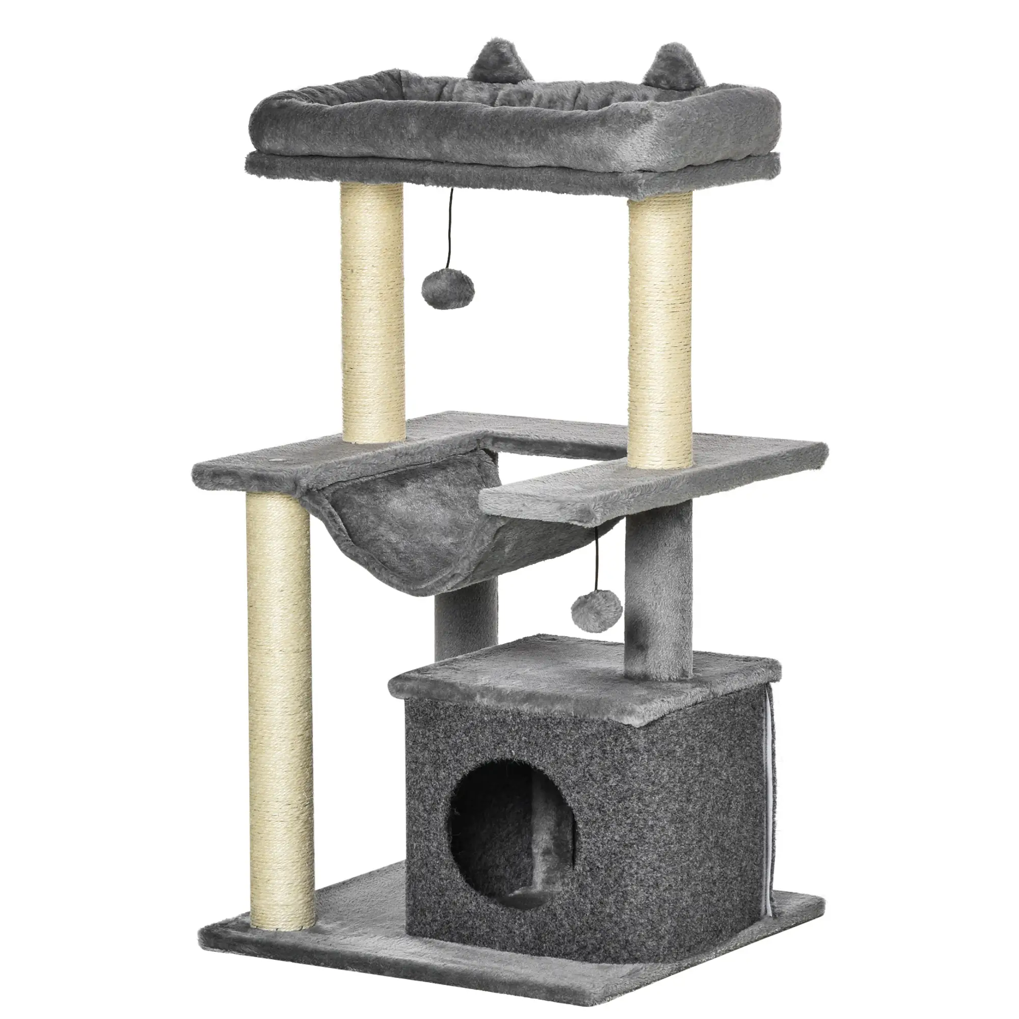 39.25'' Cat Tree Tower, Multi-Level Kitten House, Scratching Post, Gray - Image 13