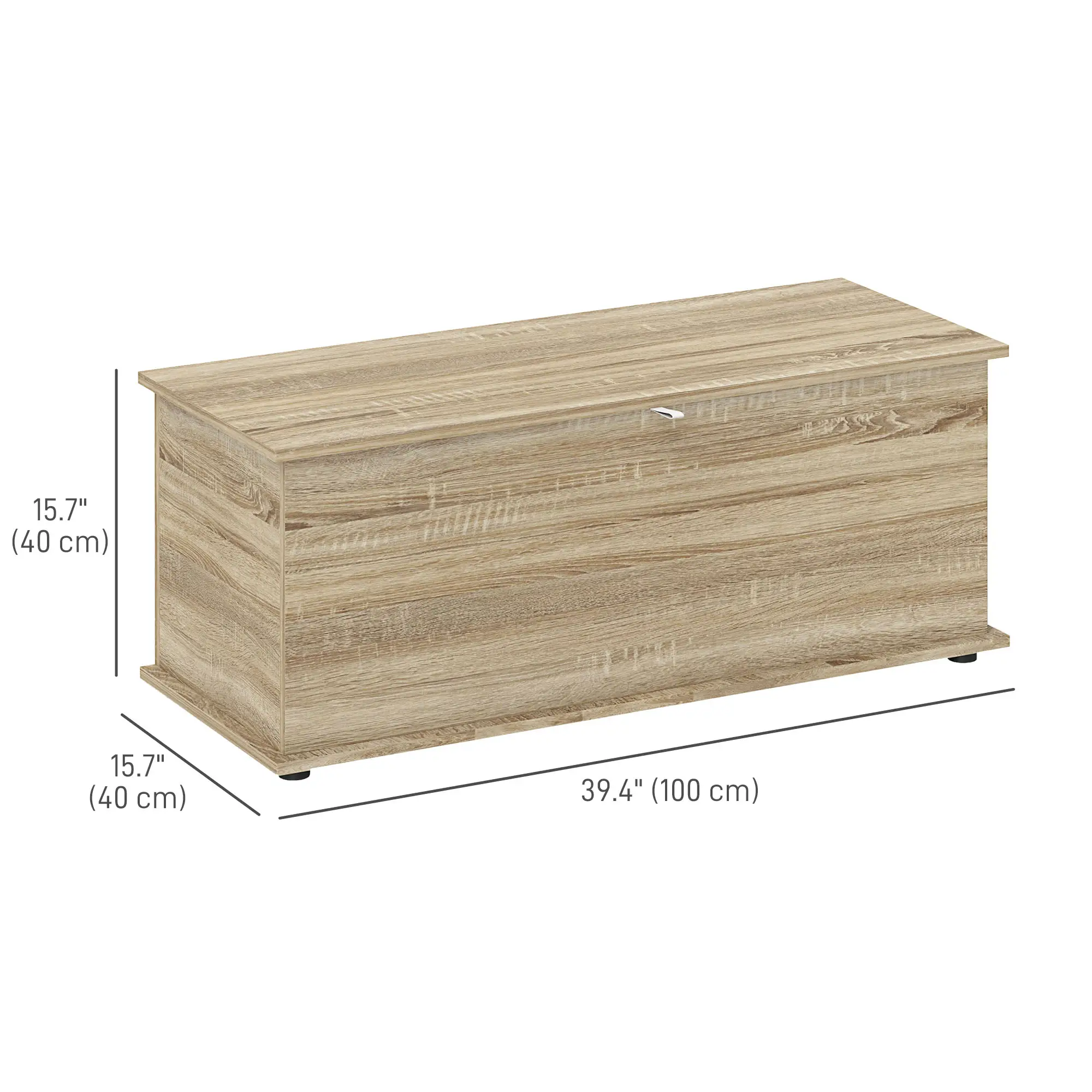 39.5" Storage Chest, Flip-Top Lid, Entryway Bench, Oak - Image 3