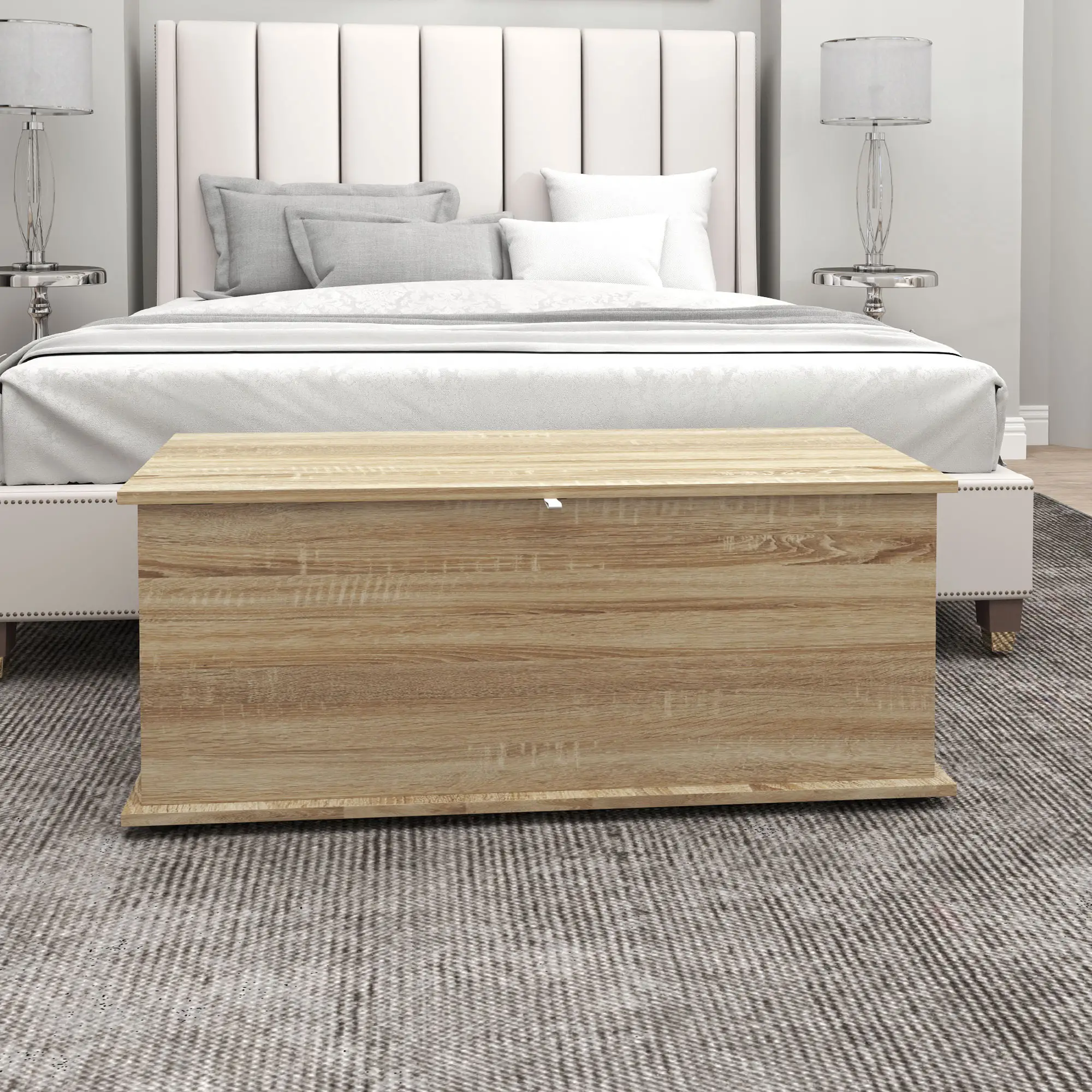 39.5" Storage Chest, Flip-Top Lid, Entryway Bench, Oak - Image 7