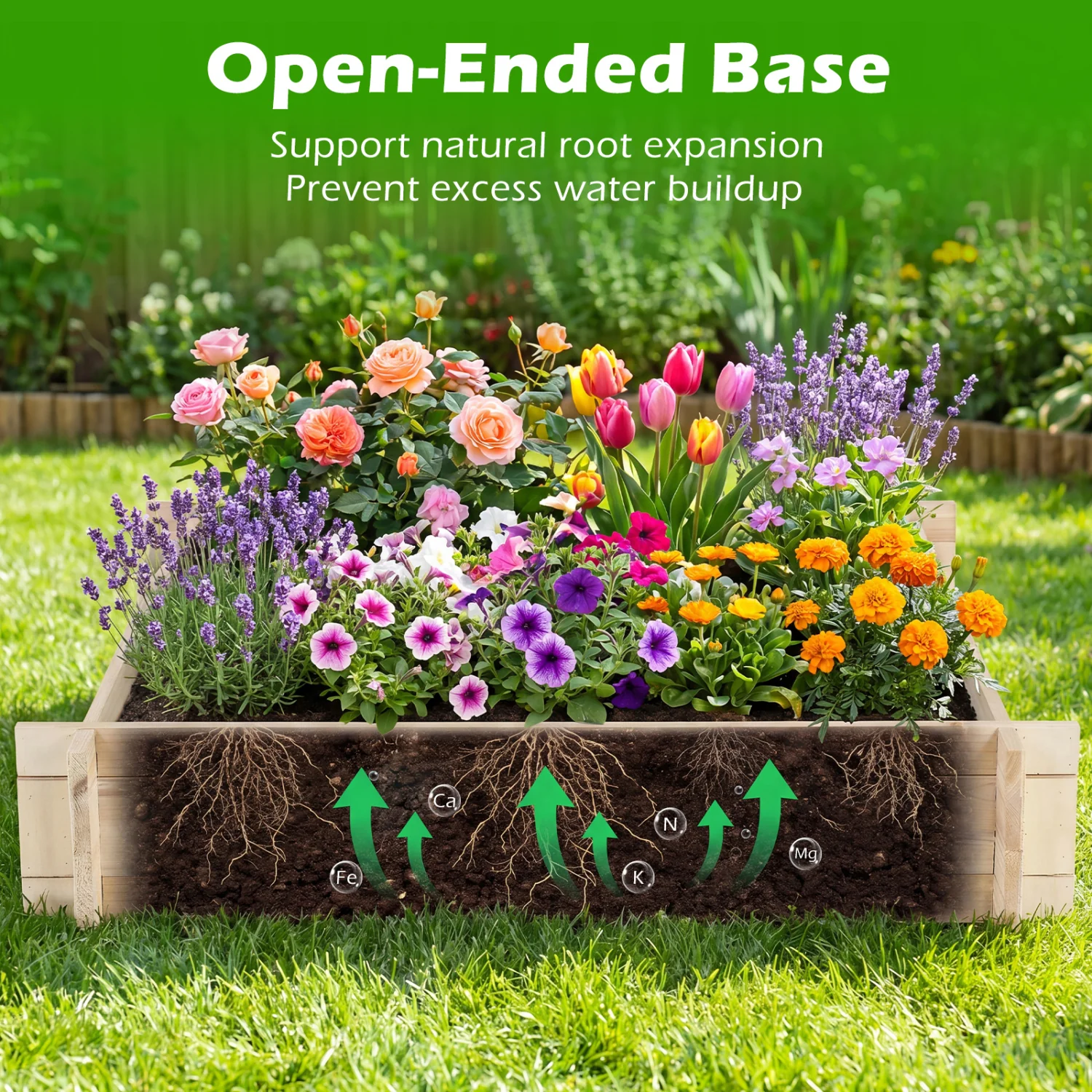 39.5In x 39.5In Square Wooden Raised Garden Bed - Image 8