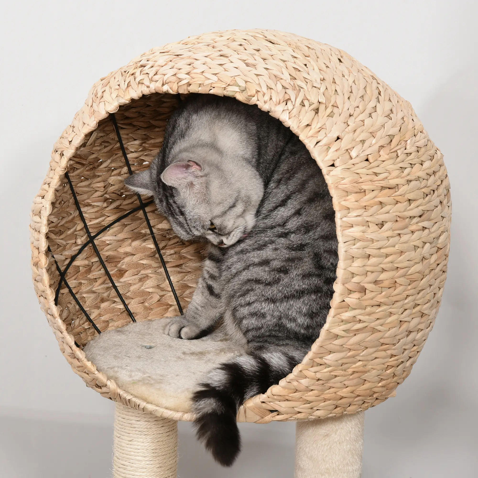 39" Cat Tree with Scratching Post, Condo, Plush Perch, Beige - Image 7