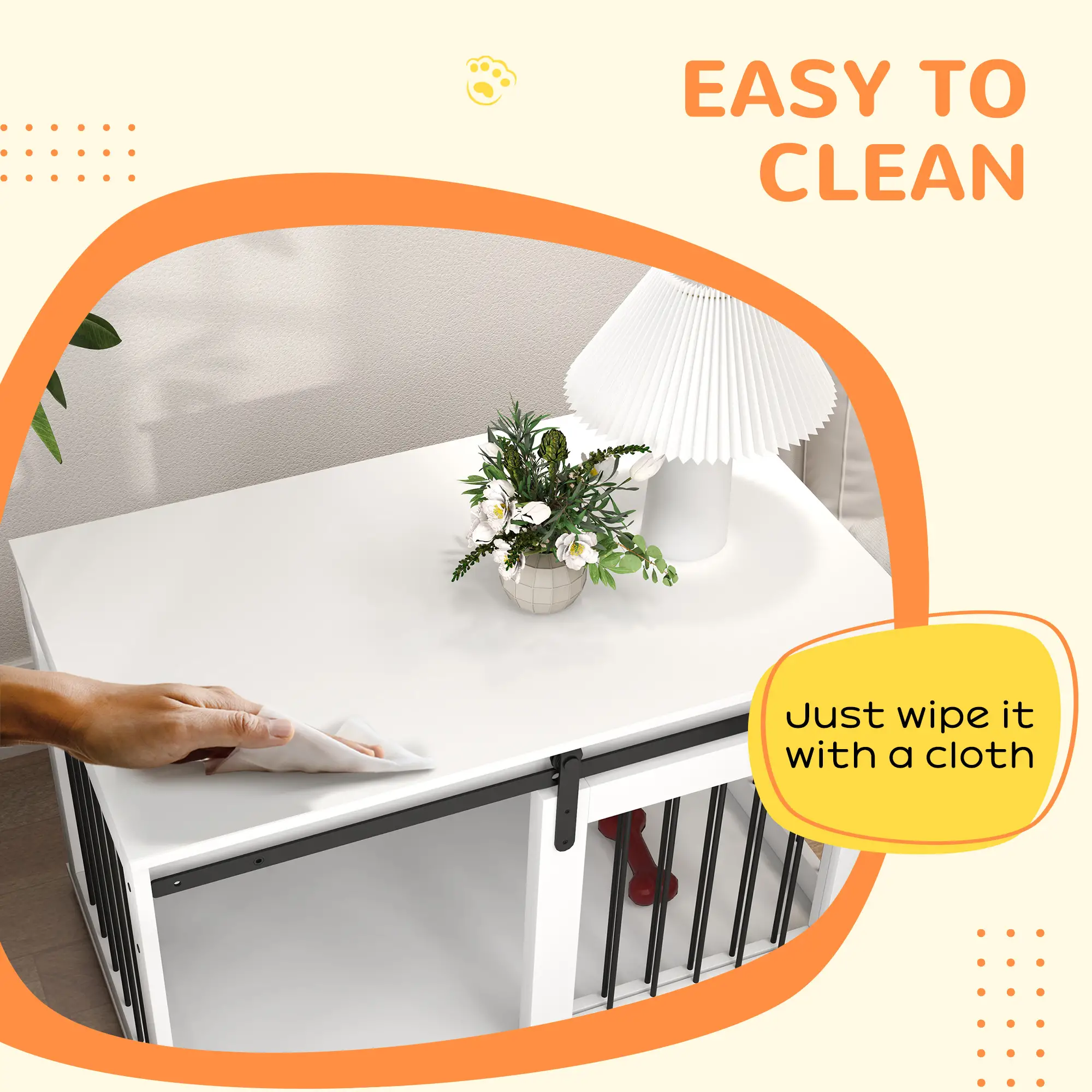 39" Dog Crate Furniture, End Side Table for Large Dogs, White - Image 7