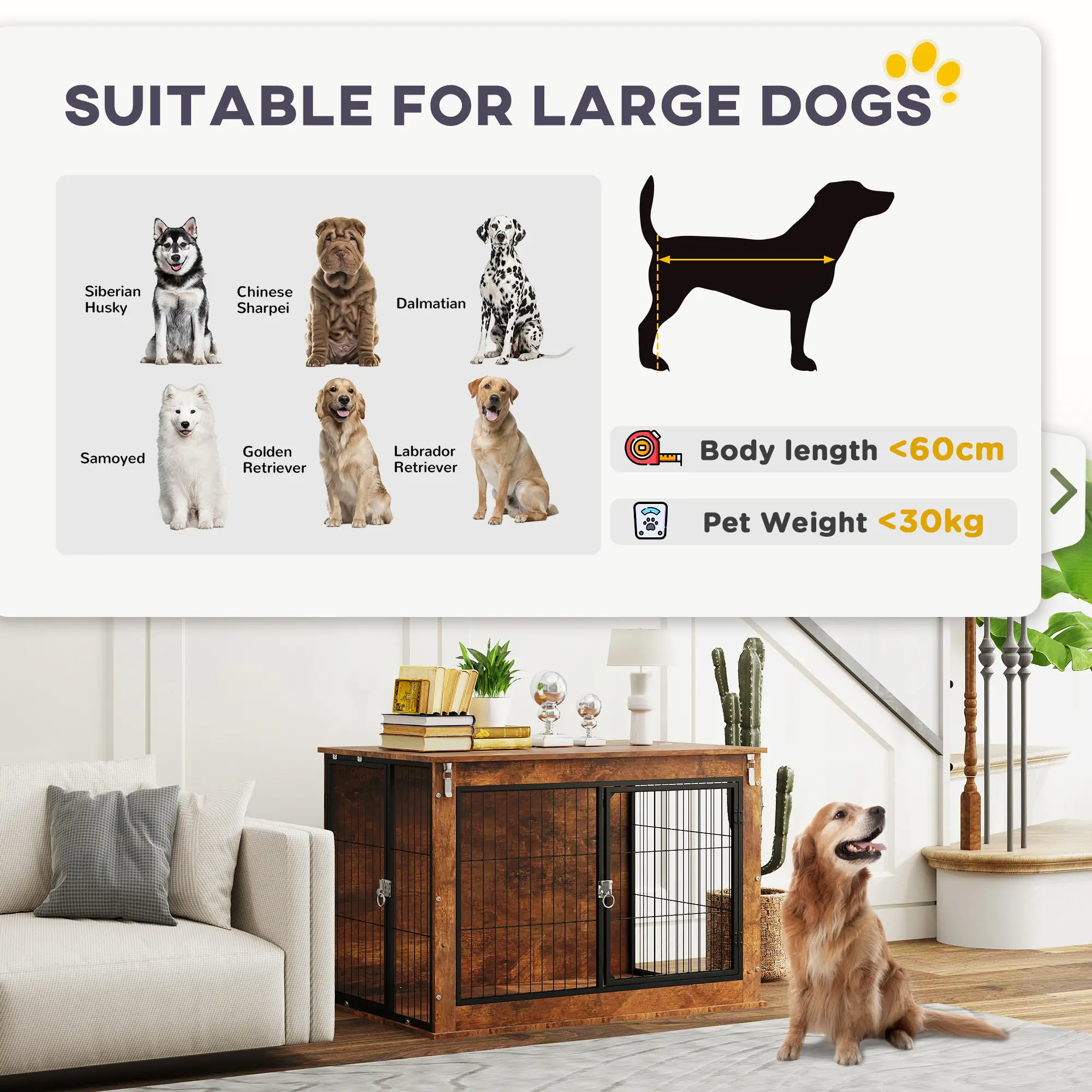39" Dog Crate Furniture, Flip-up Top, 2 Doors, Rustic Brown - Image 10