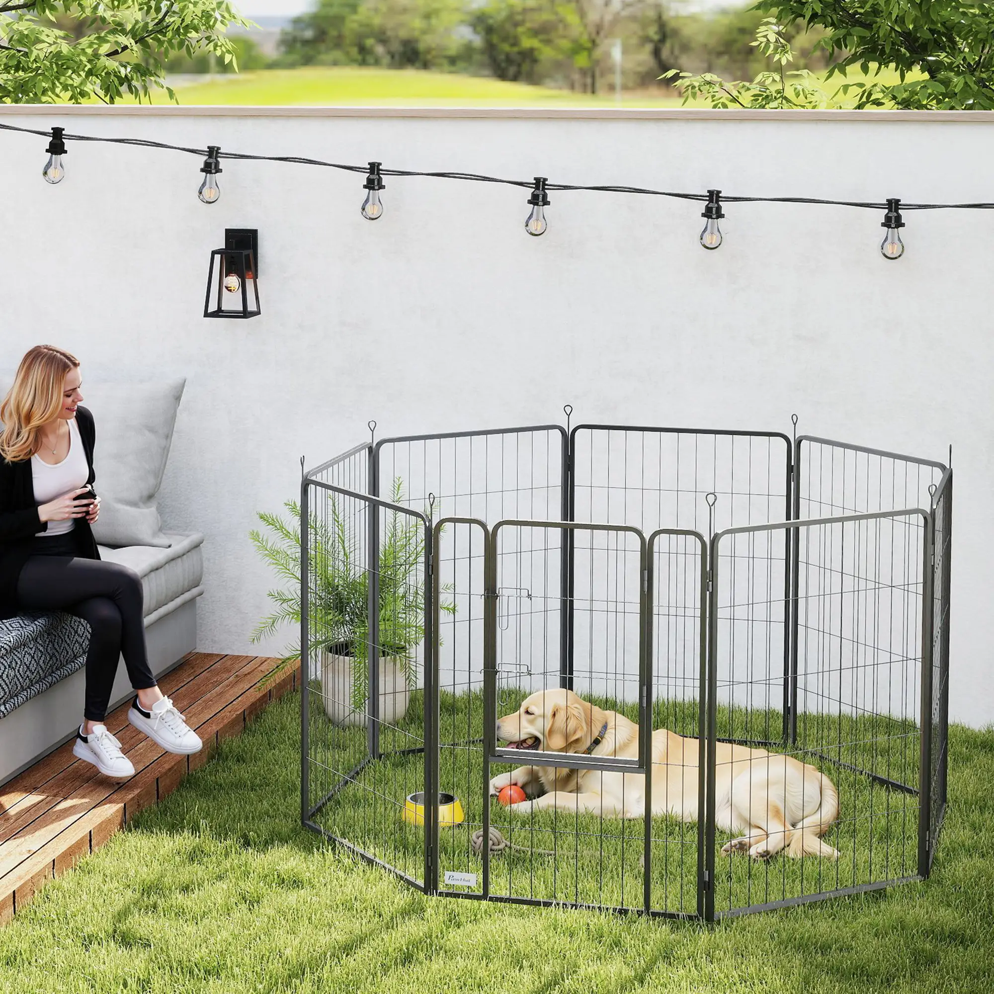 39" Dog Playpen, Portable Foldable 8 Panels, Indoor Outdoor, Large Dogs - Image 2