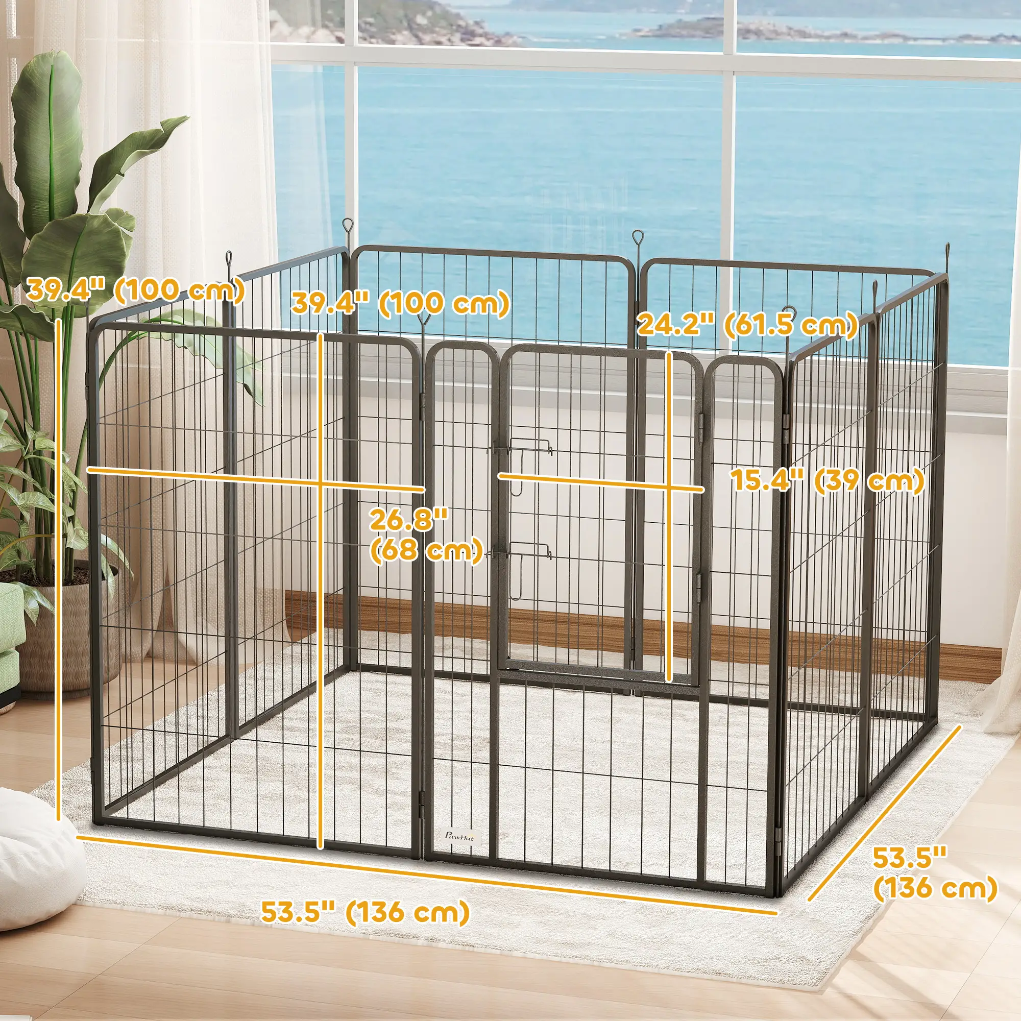 39" Dog Playpen, Portable Foldable 8 Panels, Indoor Outdoor, Large Dogs - Image 3
