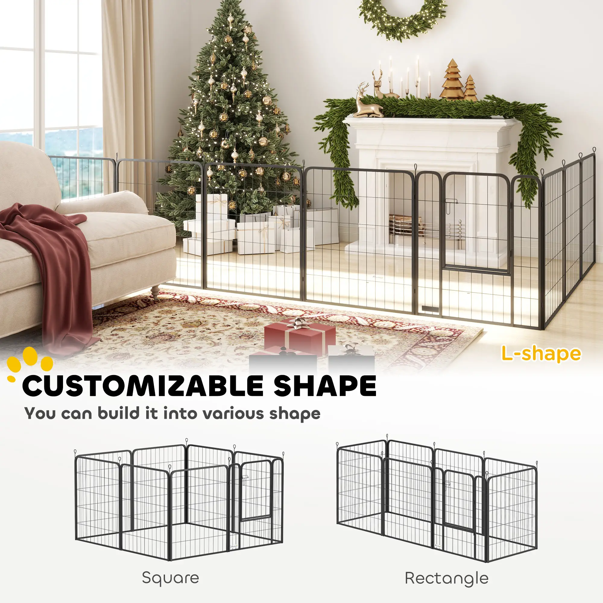 39" Dog Playpen, Portable Foldable 8 Panels, Indoor Outdoor, Large Dogs - Image 4