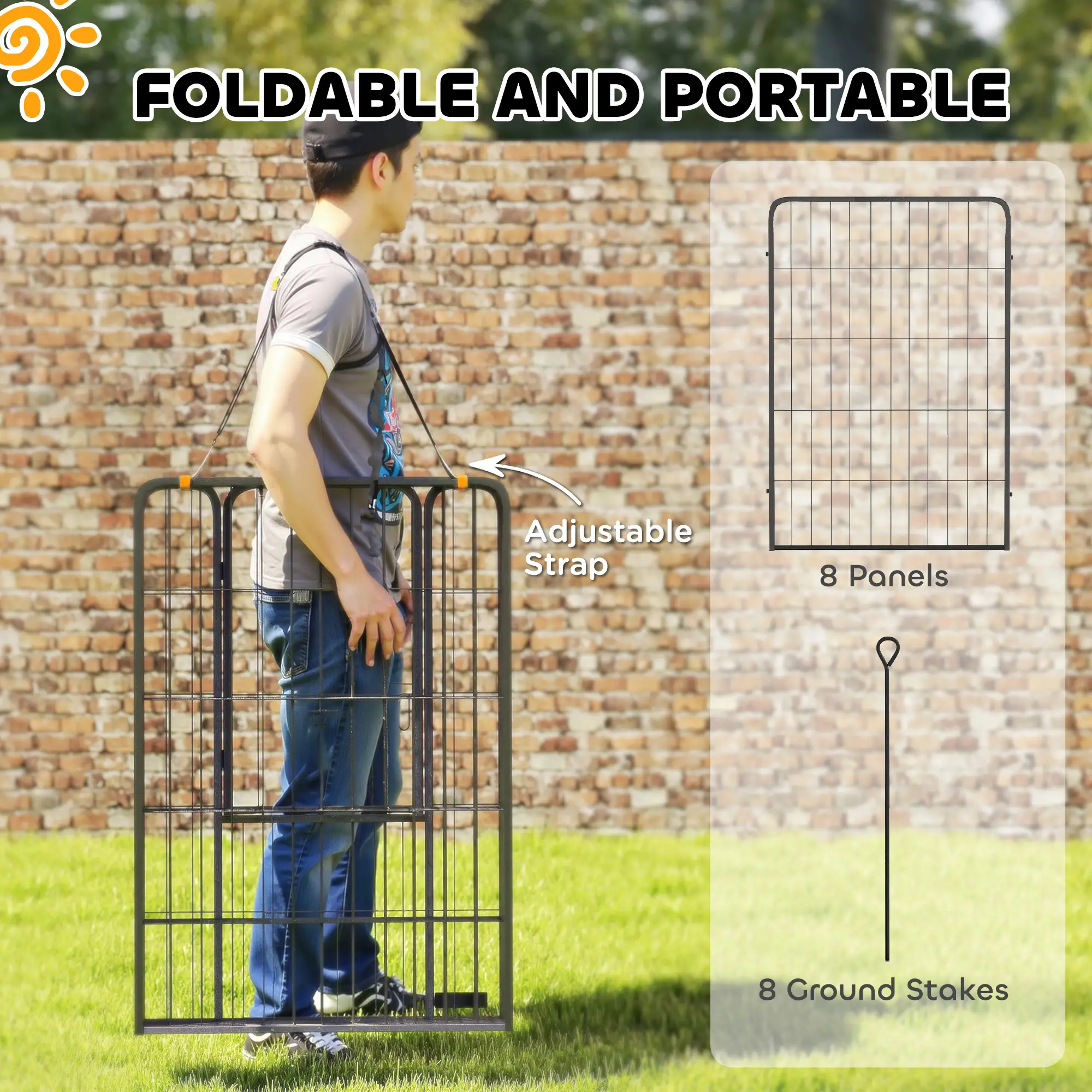 39" Dog Playpen, Portable Foldable 8 Panels, Indoor Outdoor, Large Dogs - Image 6