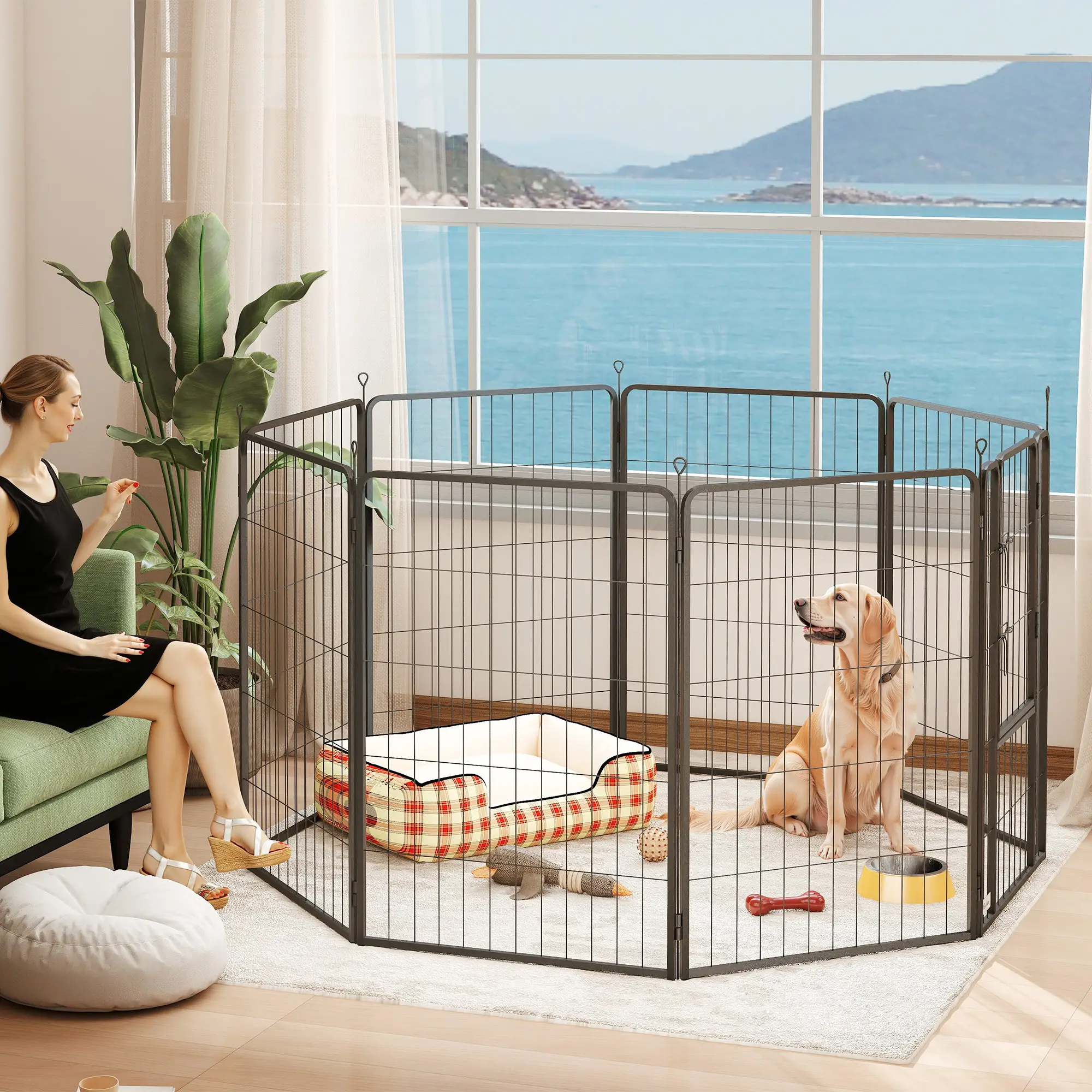 39" Dog Playpen, Portable Foldable 8 Panels, Indoor Outdoor, Large Dogs - Image 8