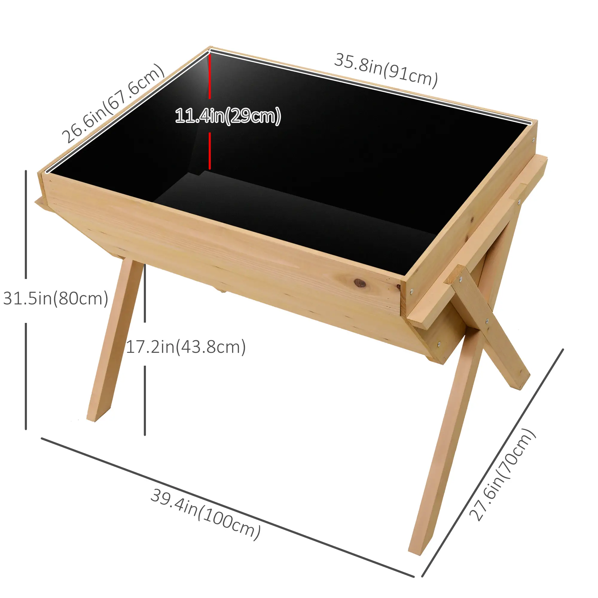 39'' x 28'' Raised Garden Bed with Legs, Elevated Wooden Planter Box - Image 3