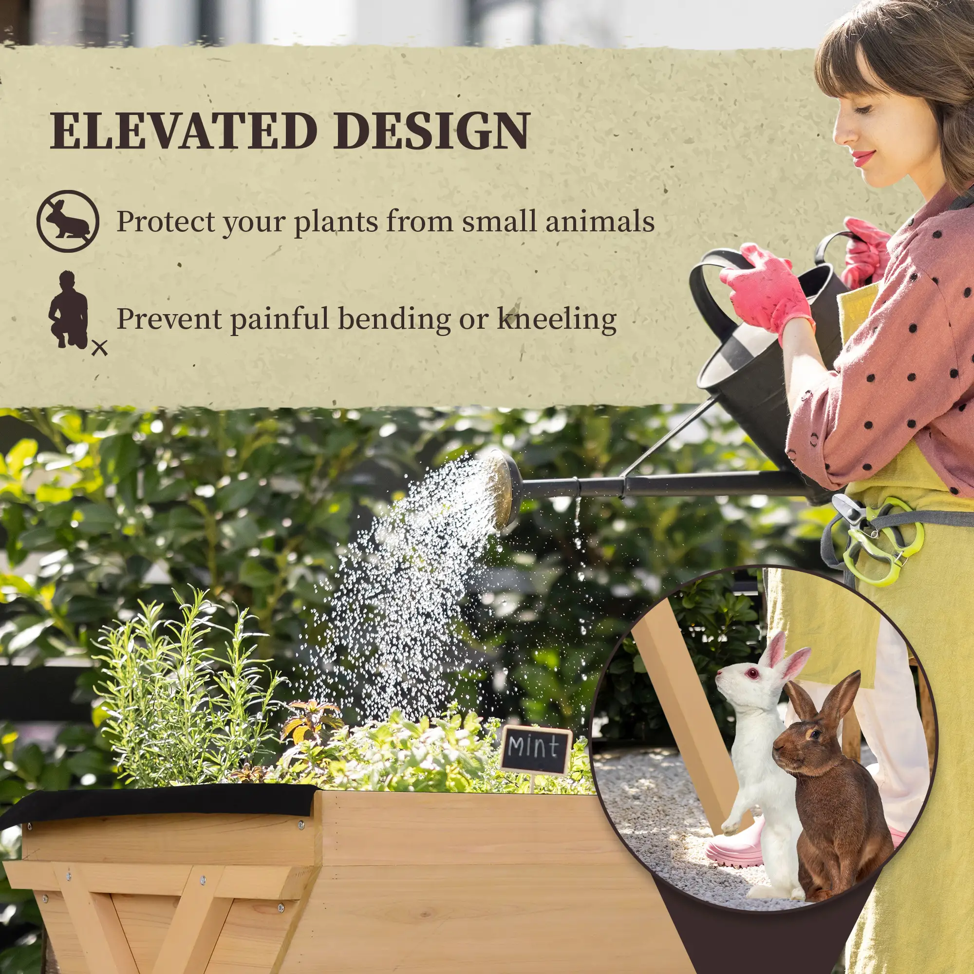 39'' x 28'' Raised Garden Bed with Legs, Elevated Wooden Planter Box - Image 4