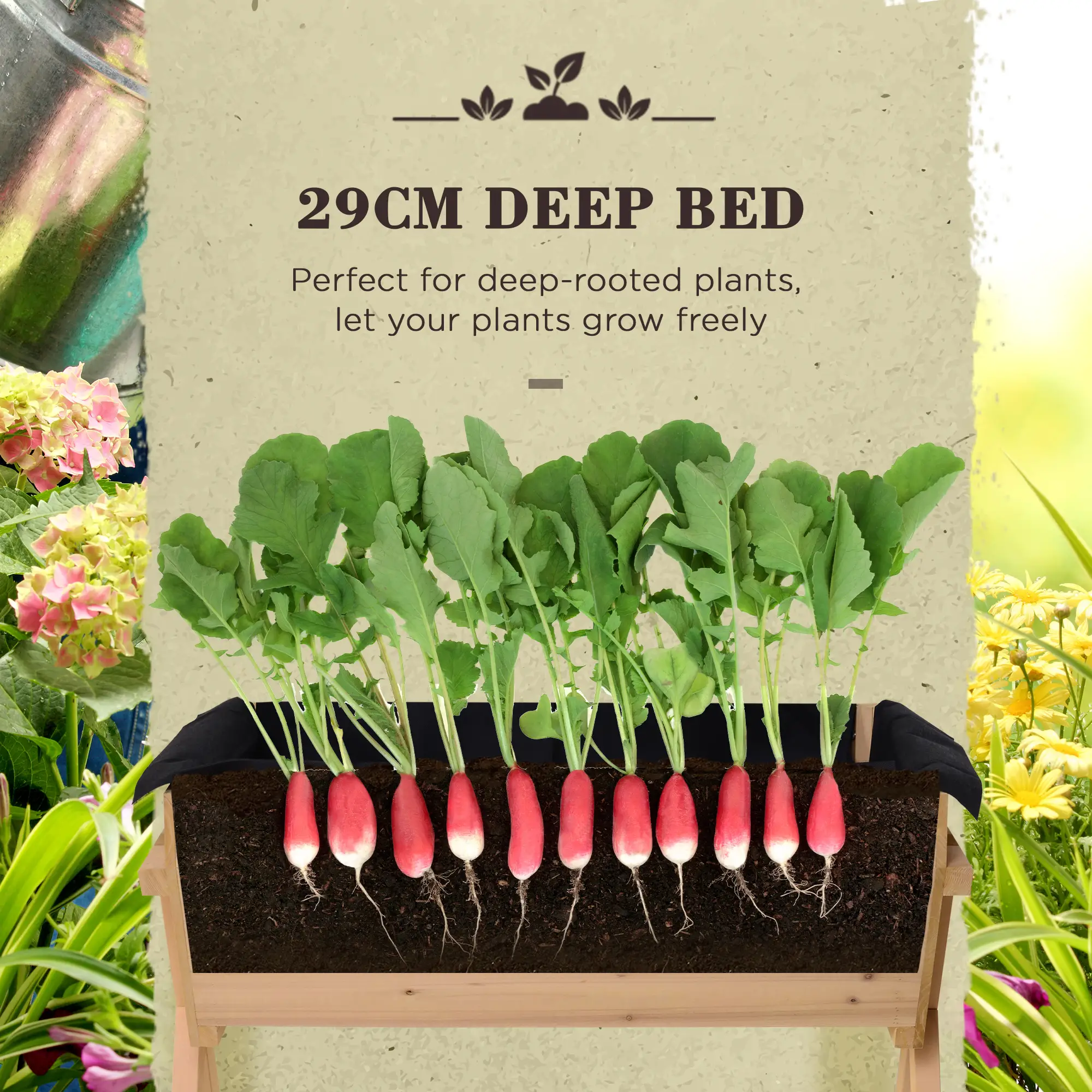 39'' x 28'' Raised Garden Bed with Legs, Elevated Wooden Planter Box - Image 5