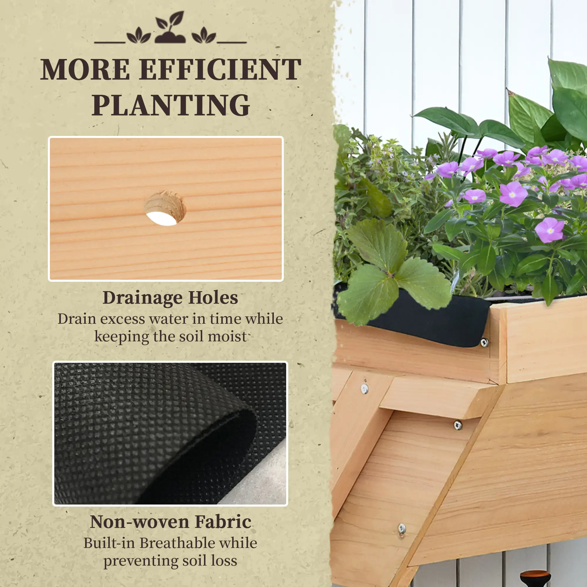 39'' x 28'' Raised Garden Bed with Legs, Elevated Wooden Planter Box - Image 6