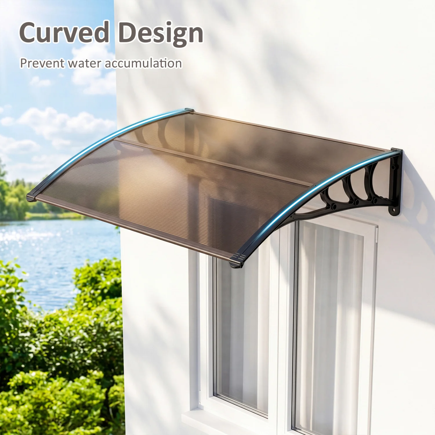 39 x 30 In Outdoor Door Window Awning Canopy, Brown - Image 5