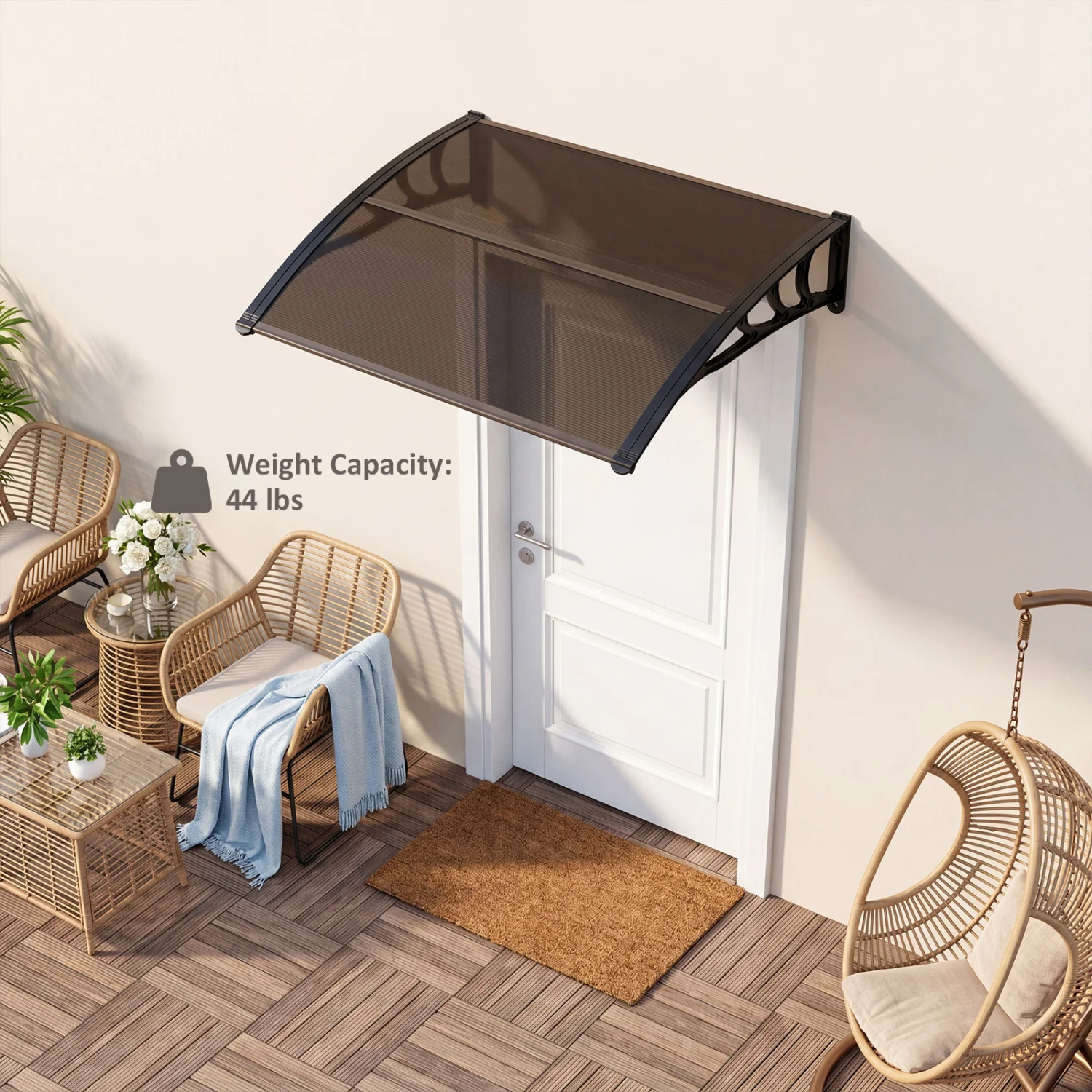 39 x 30 In Outdoor Door Window Awning Canopy, Brown - Image 6