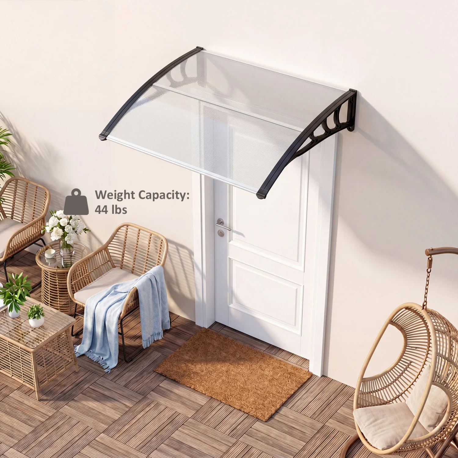 39 x 30 Inch Outdoor Door Awning Canopy, Exterior, Black - Image 6
