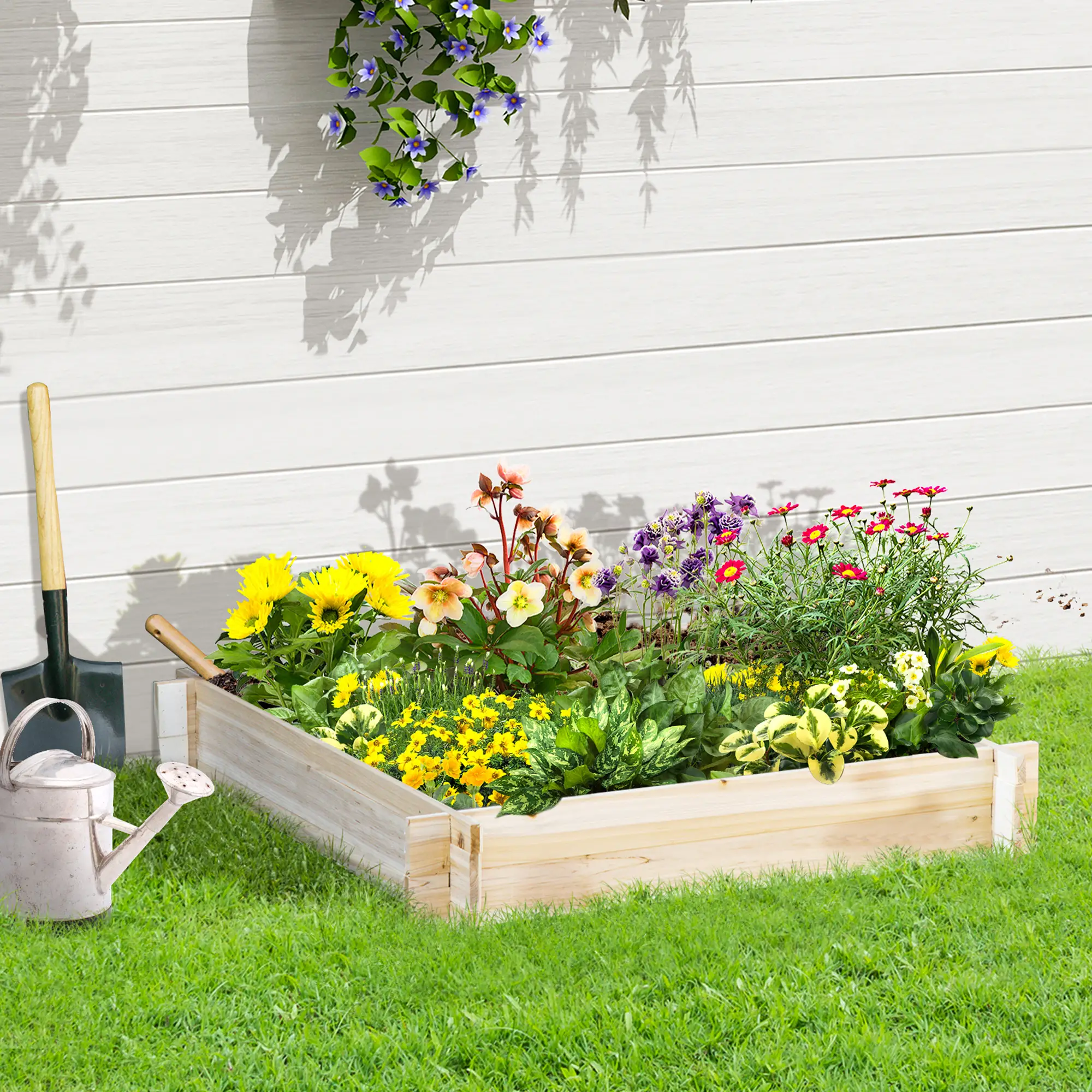 39'' x 39'' Wooden Raised Garden Bed, DIY Herb Planter Box - Image 2