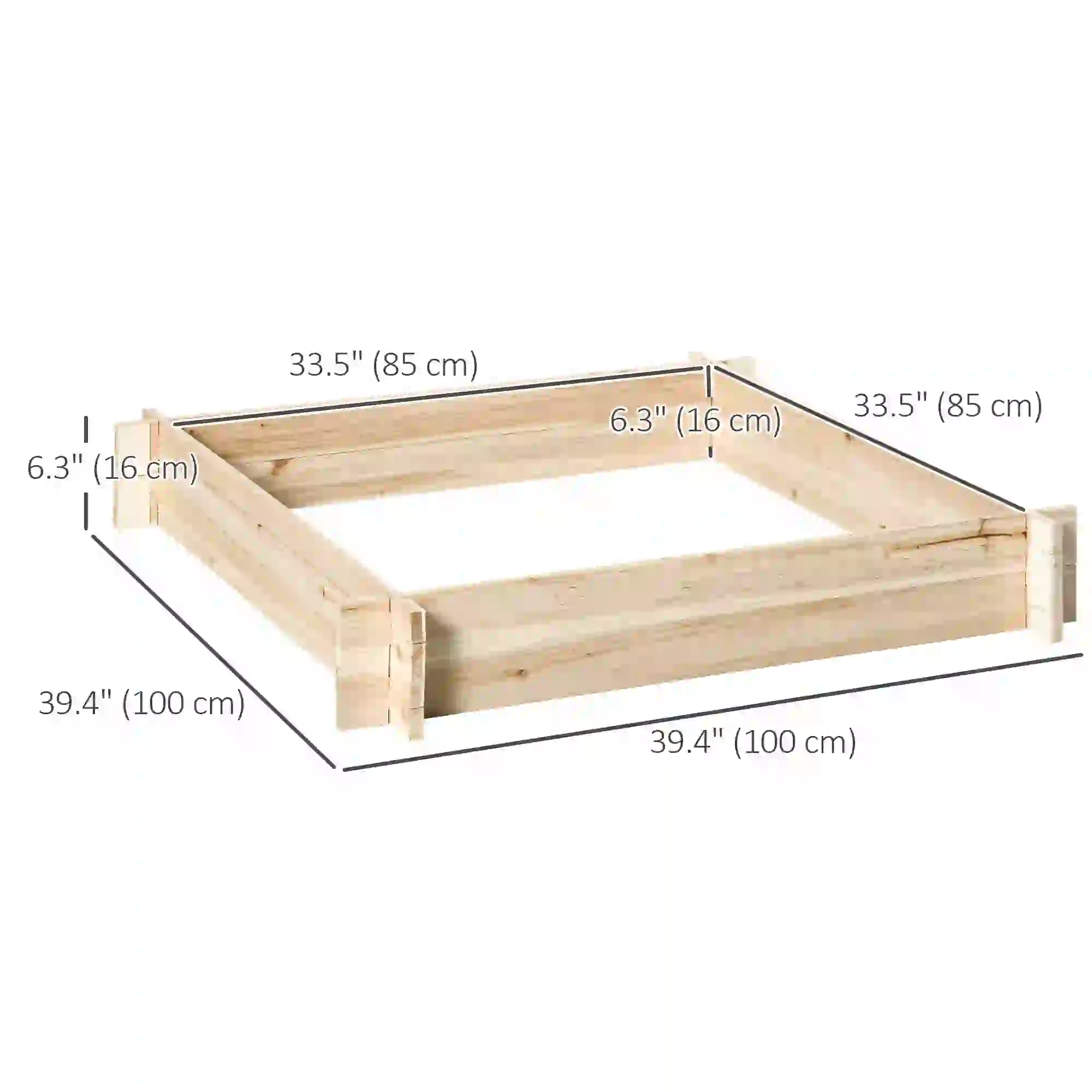 39'' x 39'' Wooden Raised Garden Bed, DIY Herb Planter Box - Image 3