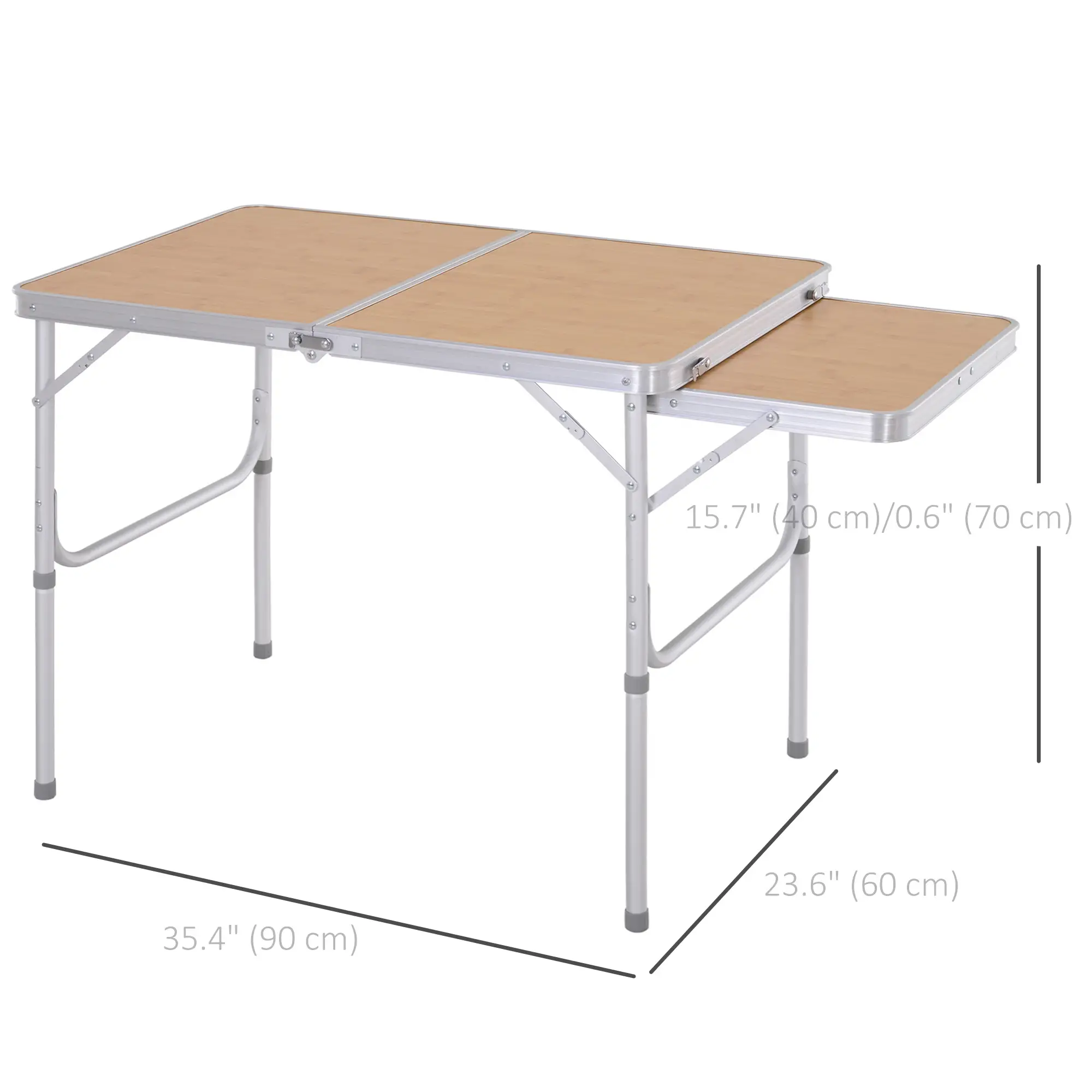 3ft Aluminum Folding Picnic Table, Portable Outdoor, 2 Adjustable Height - Image 3