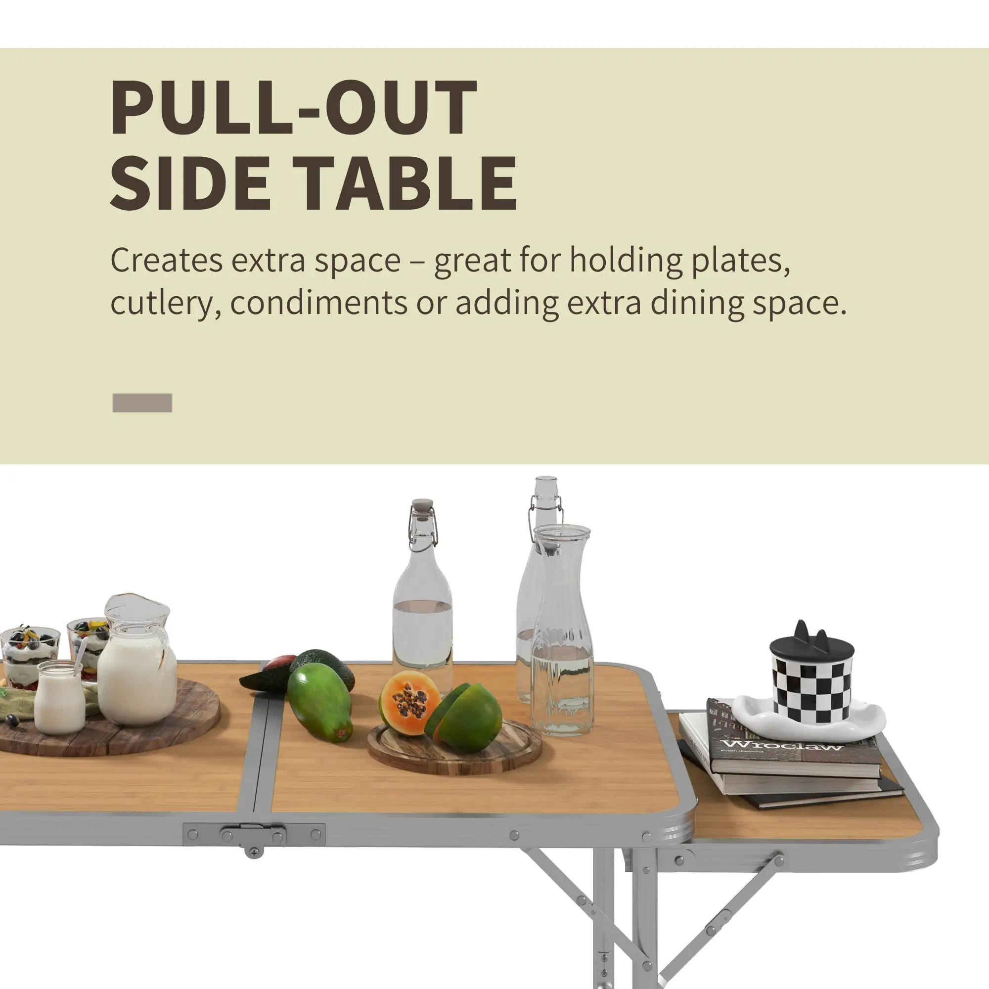 3ft Aluminum Folding Picnic Table, Portable Outdoor, 2 Adjustable Height - Image 6