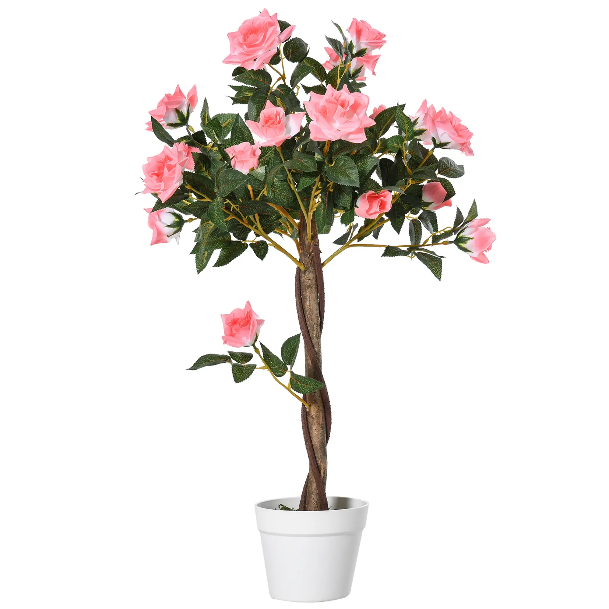 3FT Pink Rose Artificial Plant in Pot, Fake Plant for Home Decor, Pink - Image 11