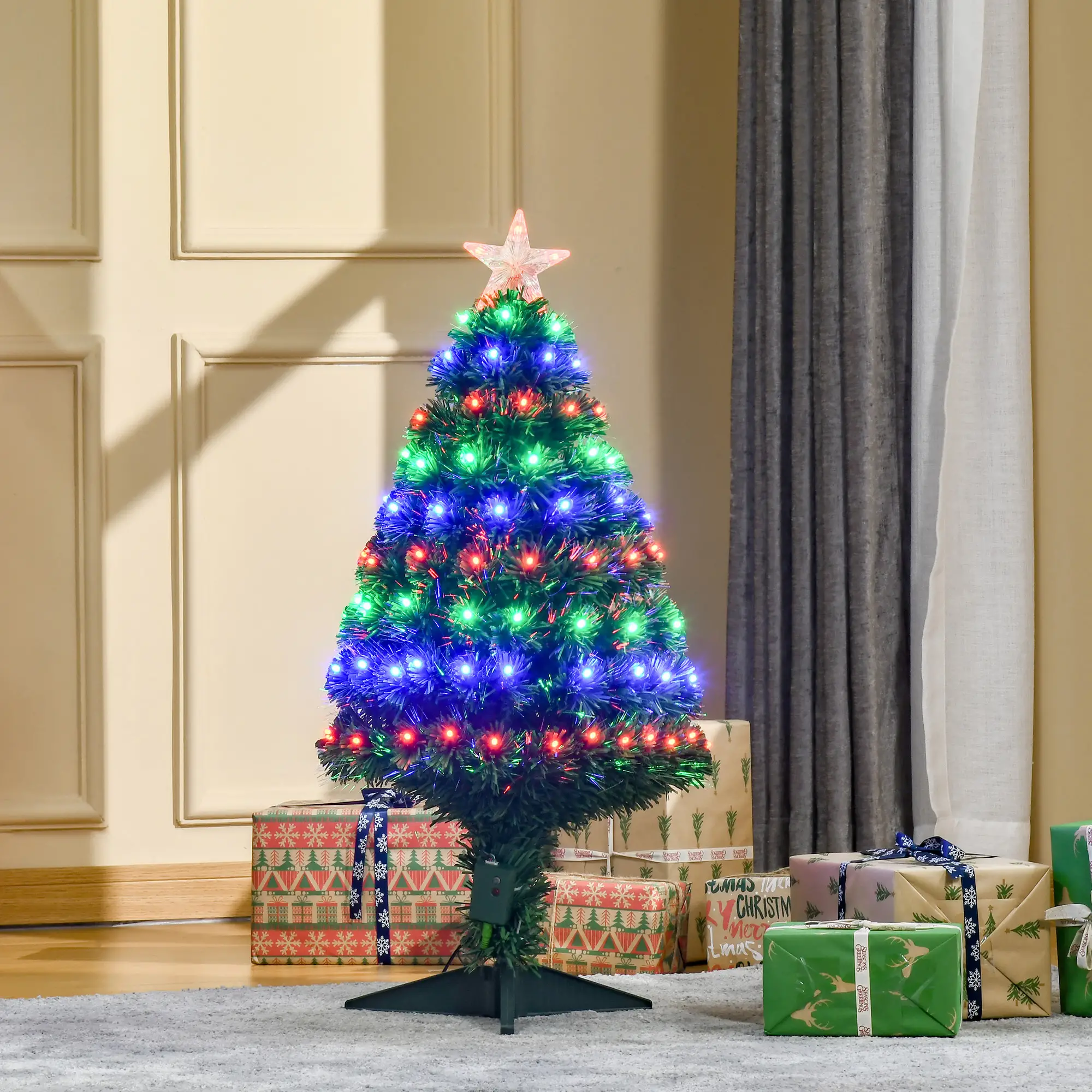 3FT Pre-Lit LED Fiber Optic Christmas Tree, With Stand - Image 2