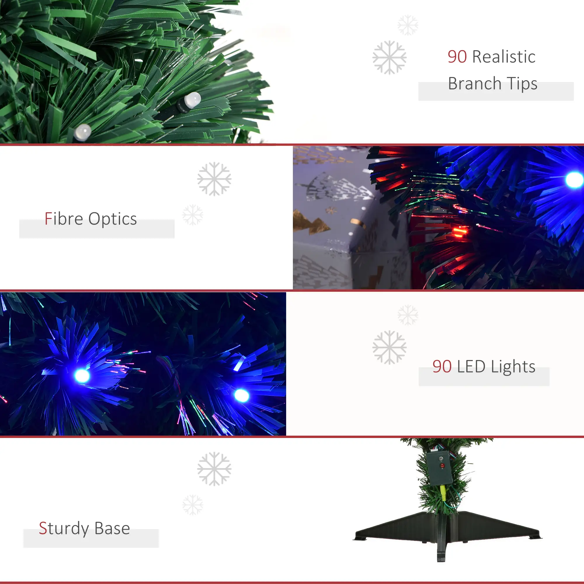 3FT Pre-Lit LED Fiber Optic Christmas Tree, With Stand - Image 7