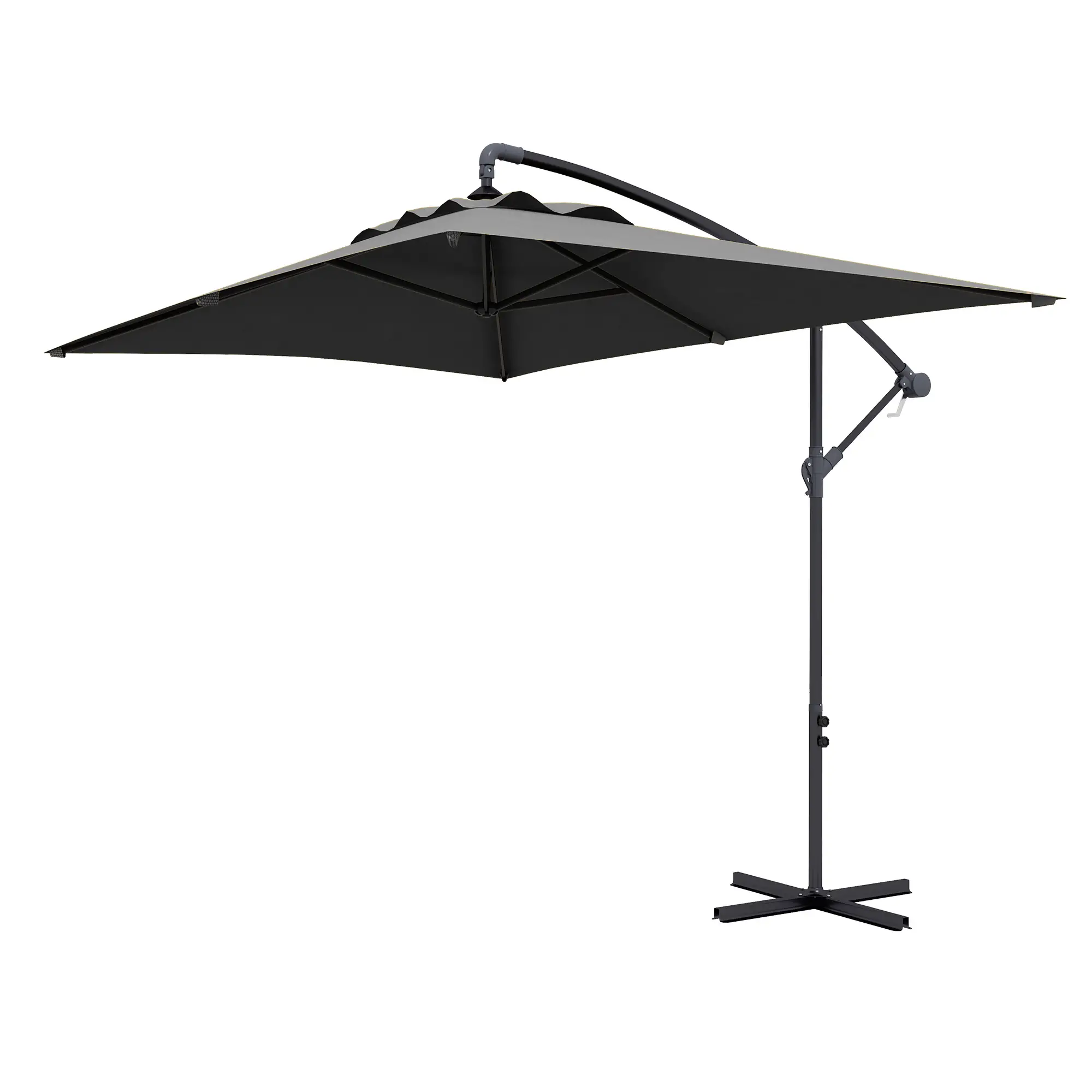 3m Patio Offset Umbrella, With Cross Base, Dark Grey