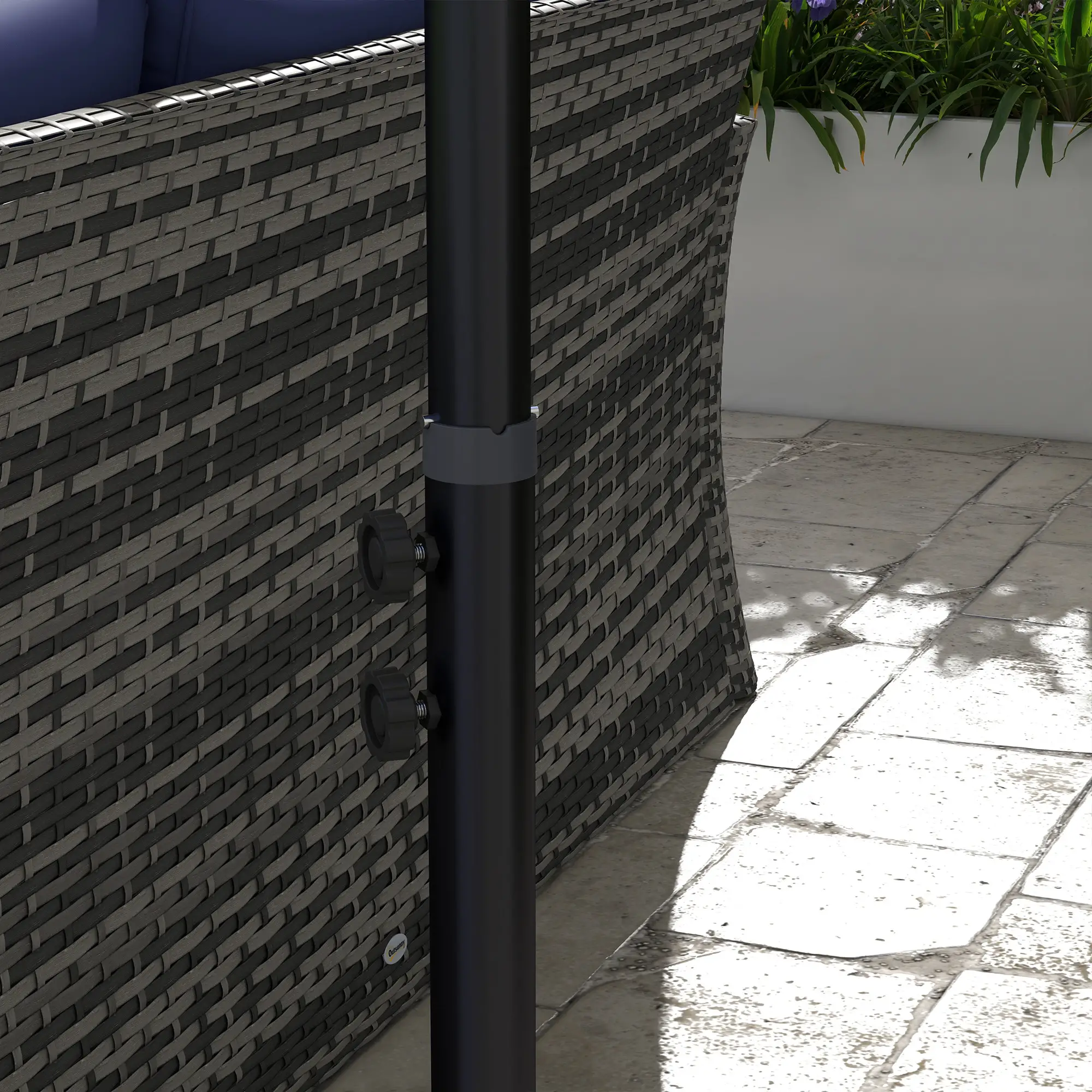 3m Patio Offset Umbrella, With Cross Base, Dark Grey - Image 10