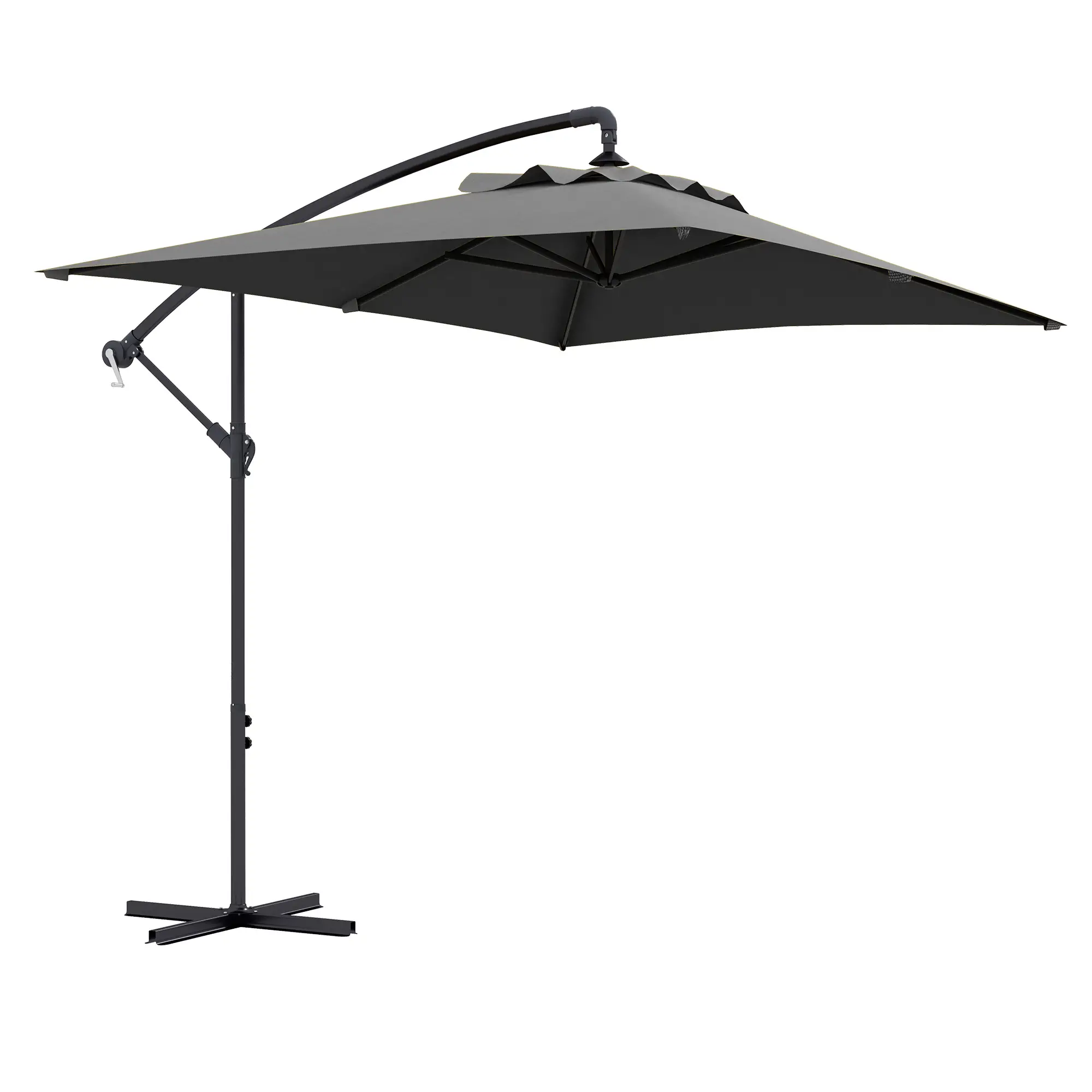 3m Patio Offset Umbrella, With Cross Base, Dark Grey - Image 11