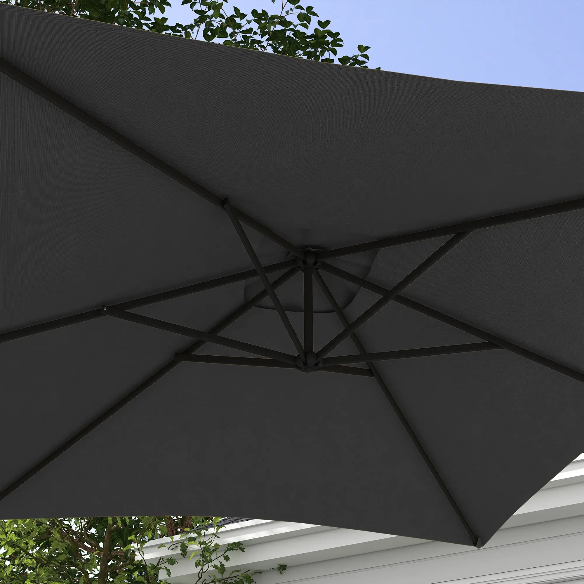 3m Patio Offset Umbrella, With Cross Base, Dark Grey - Image 7