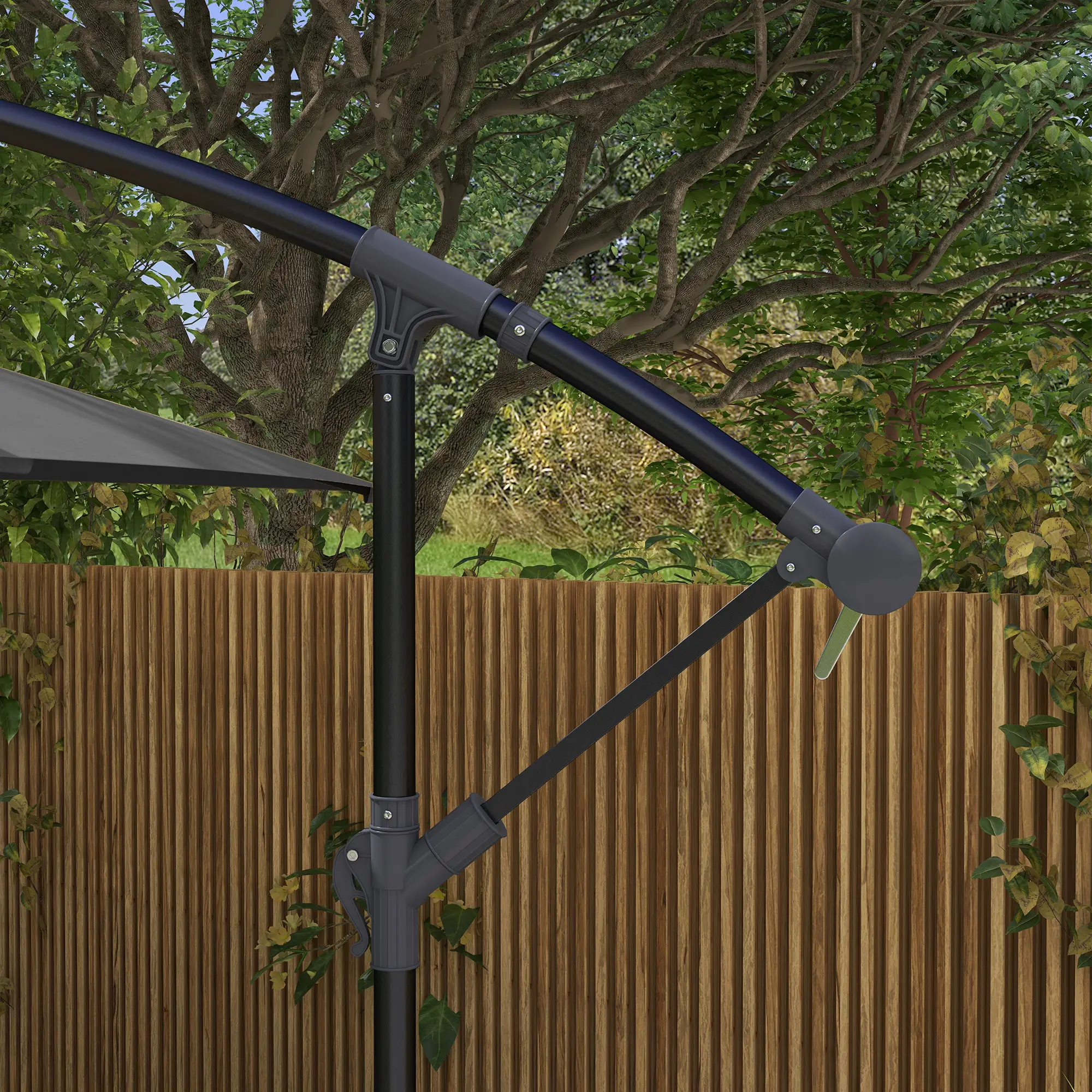 3m Patio Offset Umbrella, With Cross Base, Dark Grey - Image 9