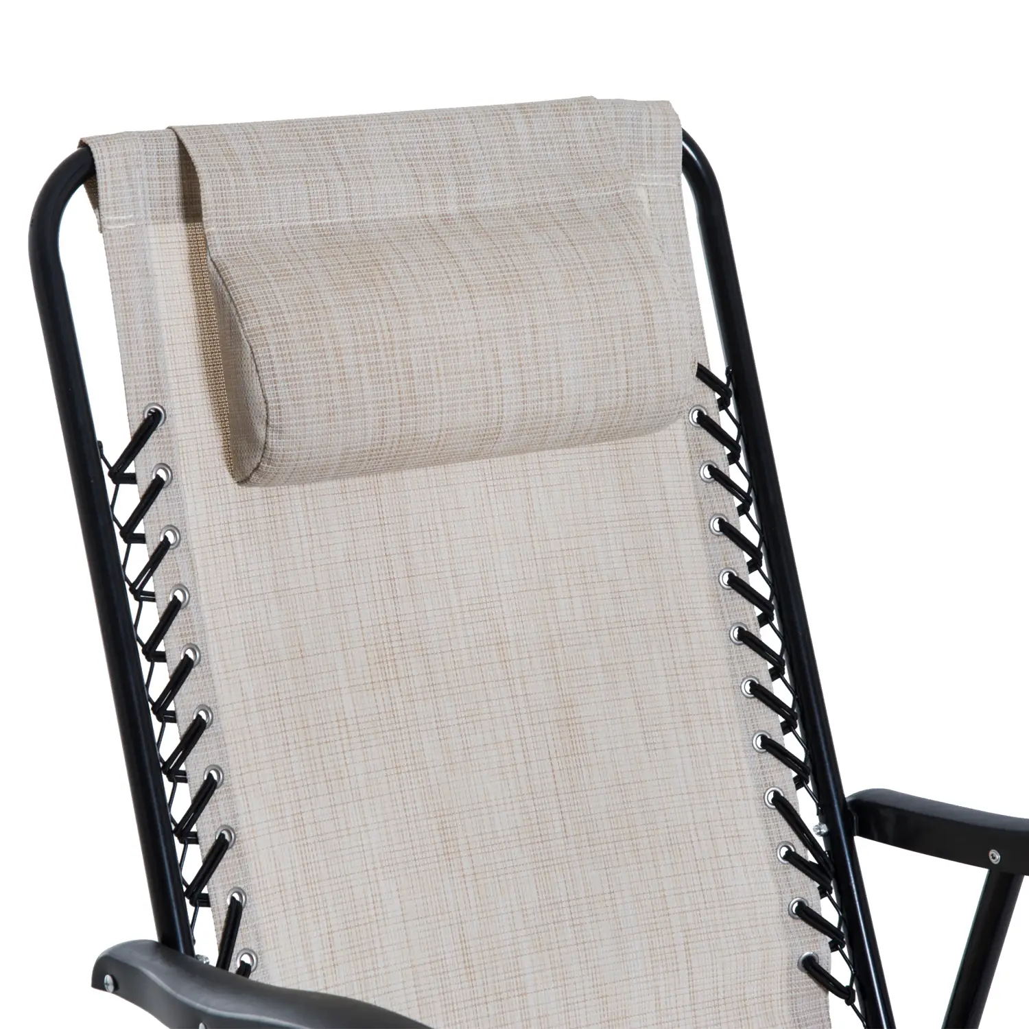 3pc Patio Rocking Chair Set, Folding Outdoor Chairs w/ Table, Cream White - Image 9