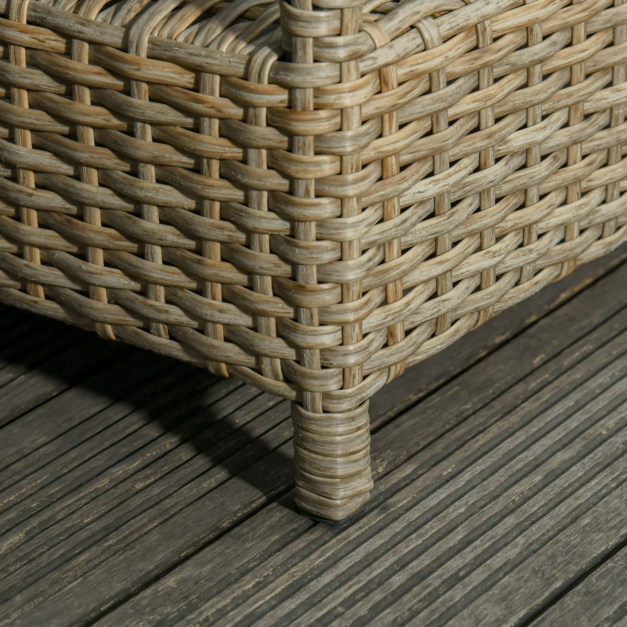 3pc Patio Wicker Bistro Set, PE Rattan Coffee Table, Adjustable Chairs, Khaki - Image 10