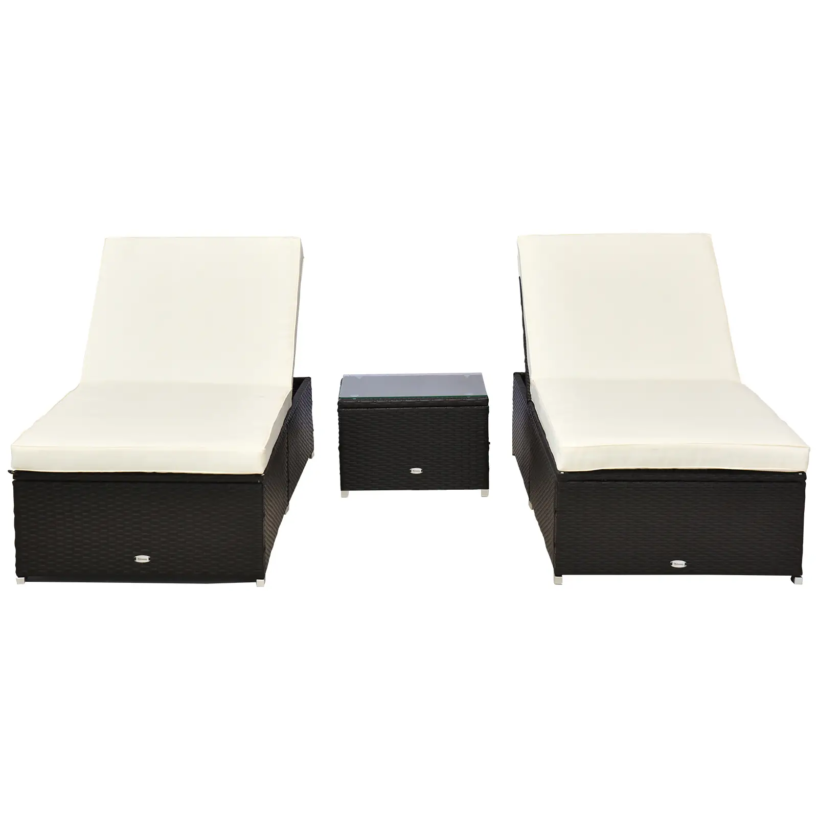3pc Rattan Lounge Chair Set, Side Table, Outdoor Patio, Cushion - Image 11
